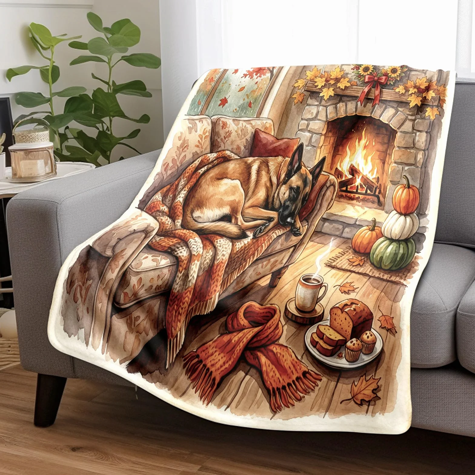 Couverture chien malinois belge 127 x 152,4 cm douce confortable canapé salon