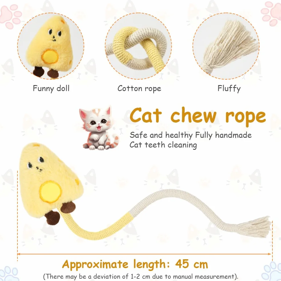 Jouet Chat 4PCS Jouets Interactifs Corde à Taquiner Jouet De Dentition Chaton