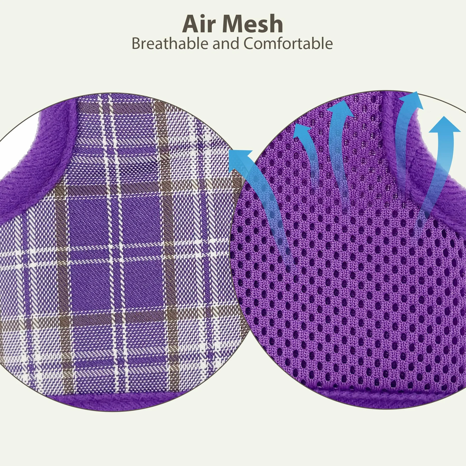 AIITLE Ensemble de harnais et laisse pour lapin anti-évasion - Design à ruban magique, rembourrage en maille à motif à carreaux léger, sans étouffement ni traction pour chiot, chat, rat, écureuil