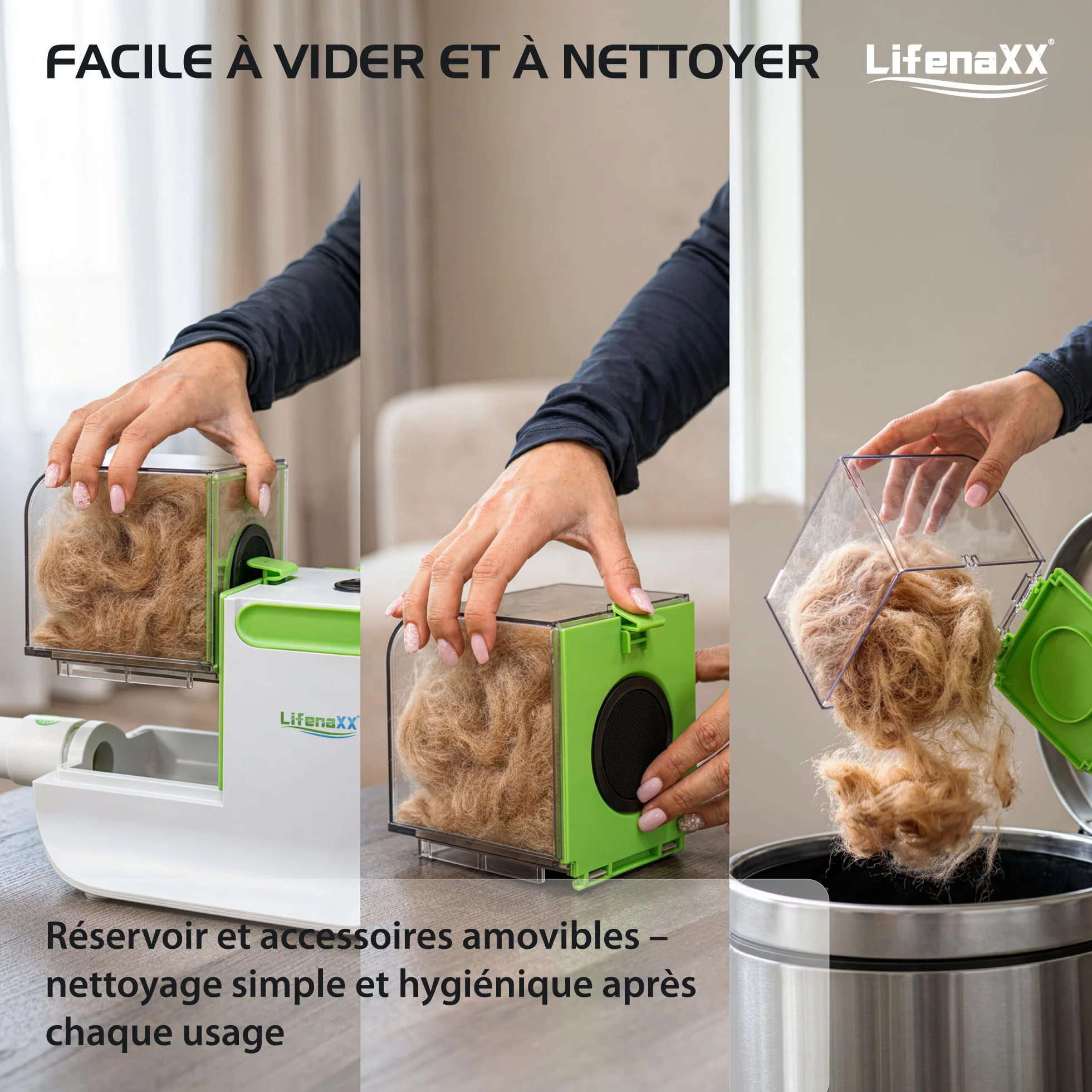 Lifenaxx Tondeuse Animale 6-en-1 avec Aspiration Kit Toilettage Chiens Chats Silencieuse LX-052