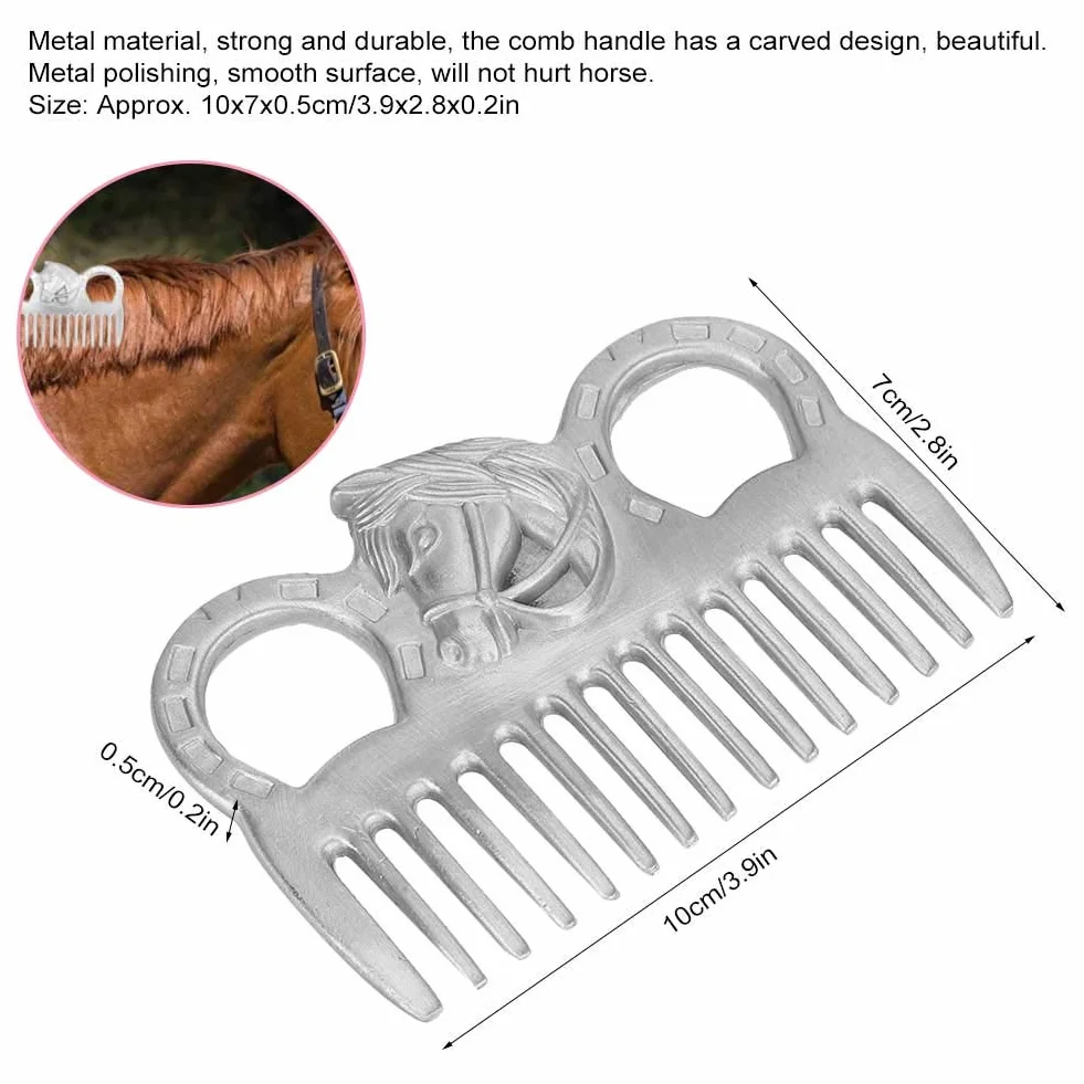 Peigne en Métal pour Crinière et Queue de Cheval, Outil de Toilettage Portable
