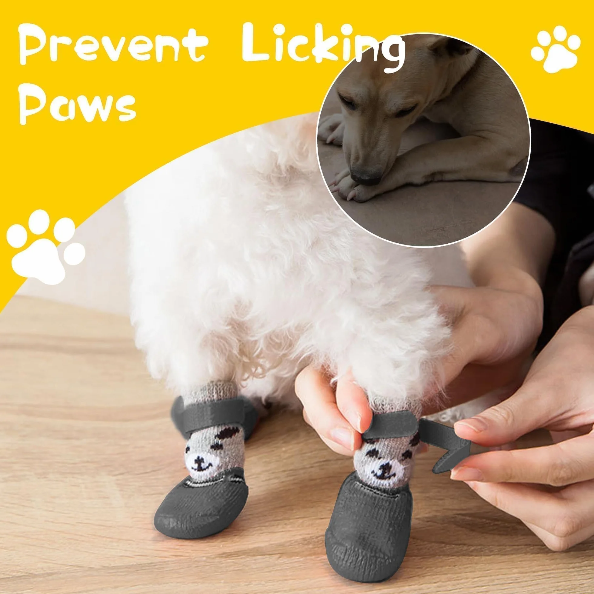 Chaussettes Antidérapantes pour Chien Taille S Protection Pattes Intérieur Réglables Respirantes