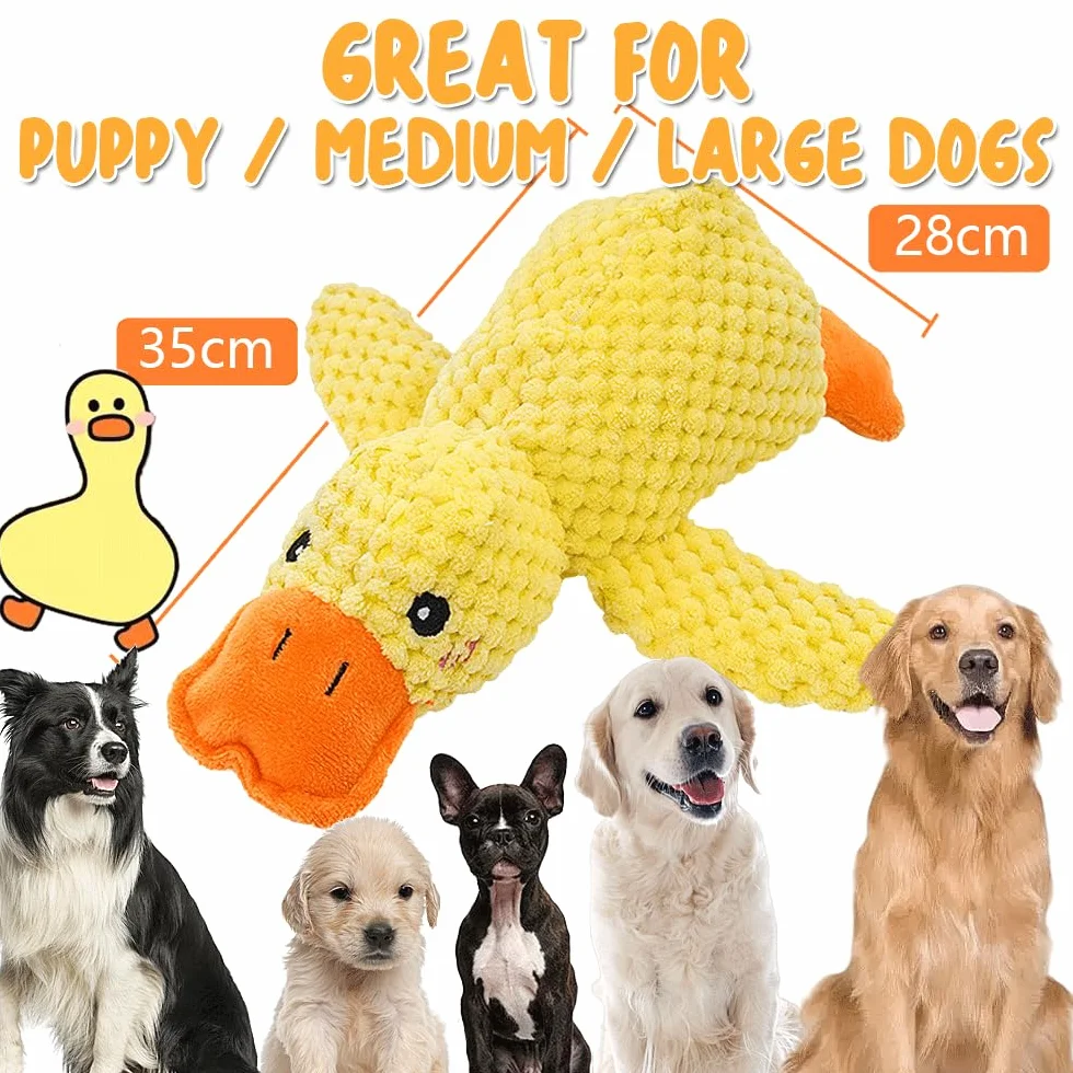 Grand Jouet en Peluche pour Chien 35 cm Canard couineur Doux et résistant