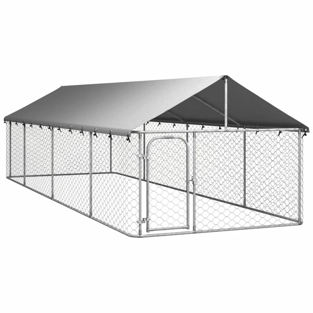 Chenil d'extérieur pour Chien Métal avec Toit 600x200x150 cm