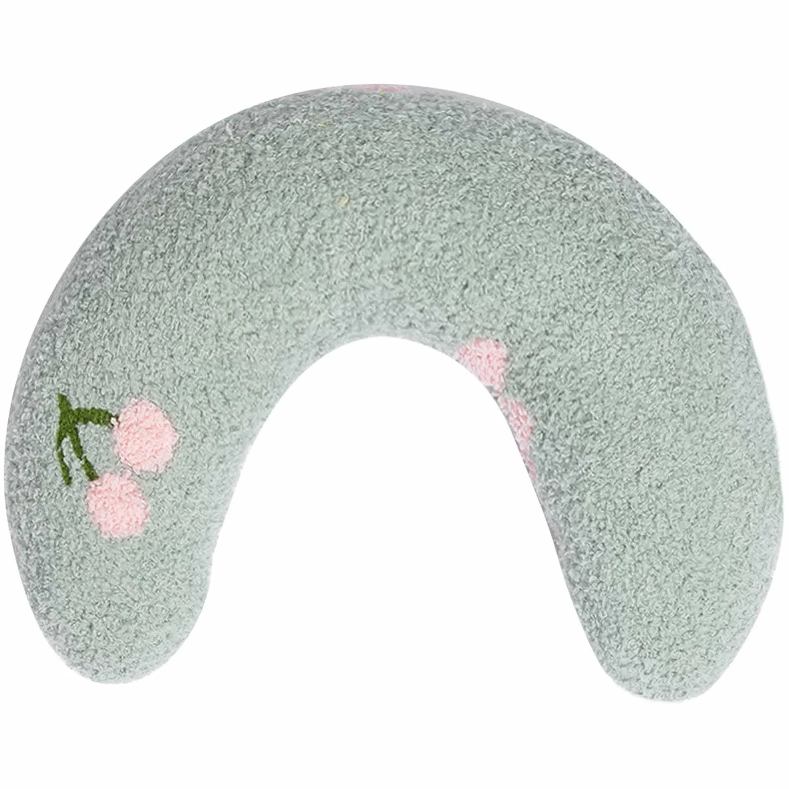 Oreiller pour Chiens Chats 27x17x6cm en Forme de U Protection Colonne Cervicale Doux Confortable Coussins Chat Chiot Vert