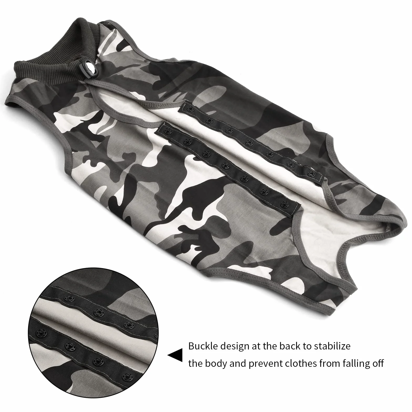 Combinaison de Récupération Chirurgicale pour Chat, Vêtement Post-Opératoire Camouflage, Alternative au Collier Cône E pour Plaies Abdominales (L)