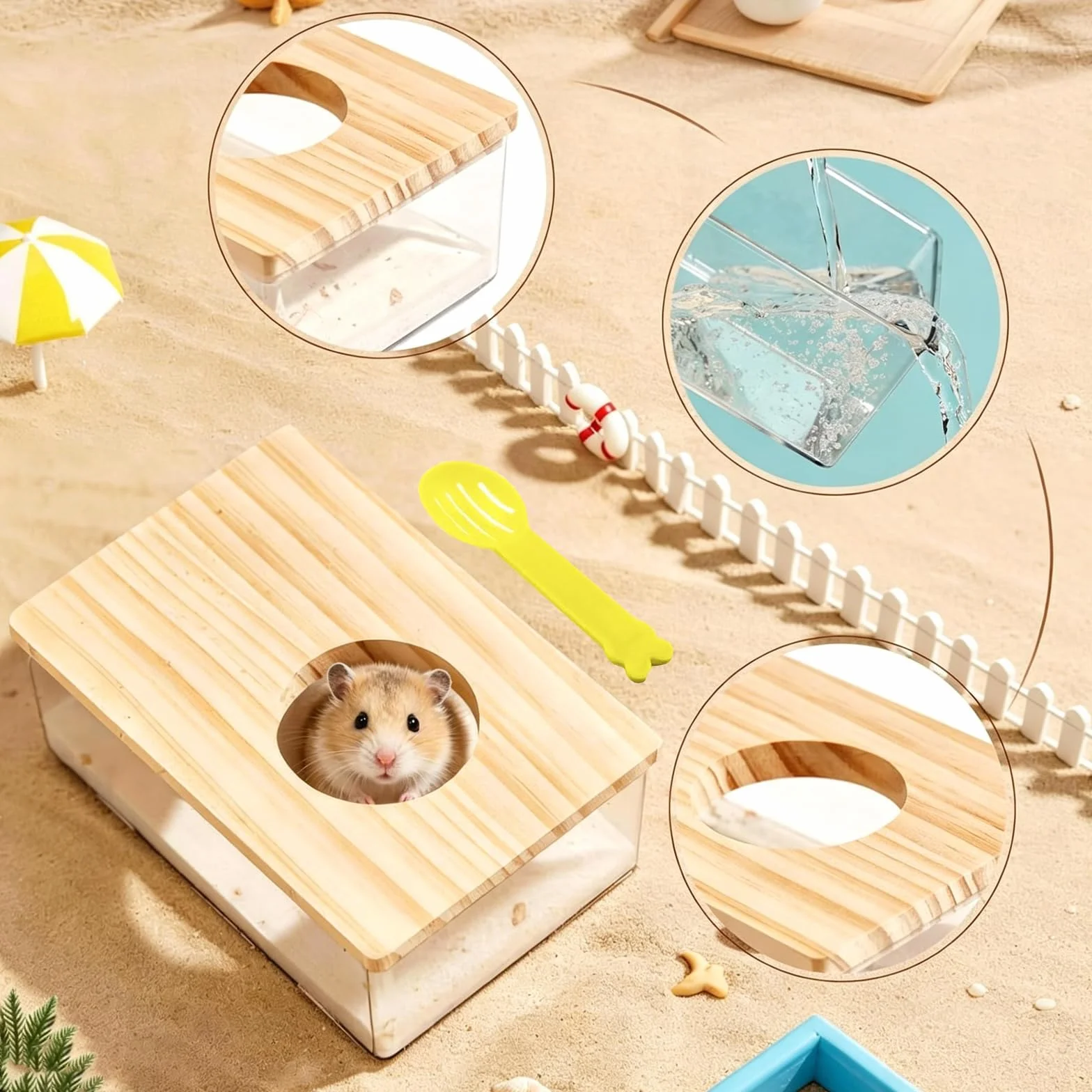 Maison De Toilette Hamster Transparente, Conteneur Bain Sable pour Hamster Chinchilla Gerbille