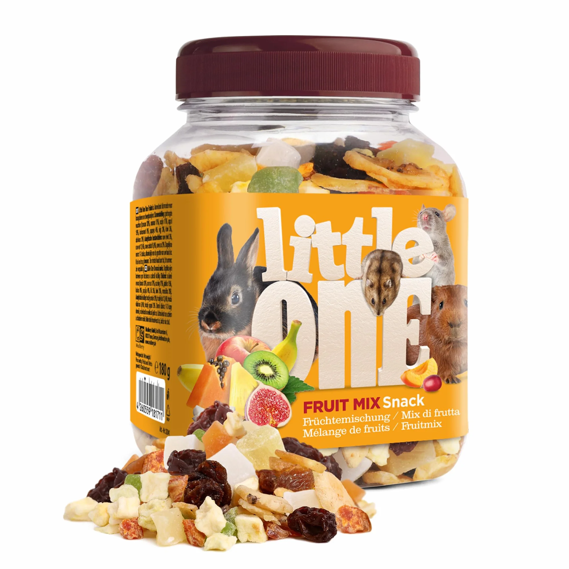 Little One Fruit Mix | 180 g | Aliment complémentaire pour rongeurs et Lapins Nains | avec des Fruits séchés comme la Banane, l'ananas, Les Raisins secs, la Noix de Coco et Plus Encore