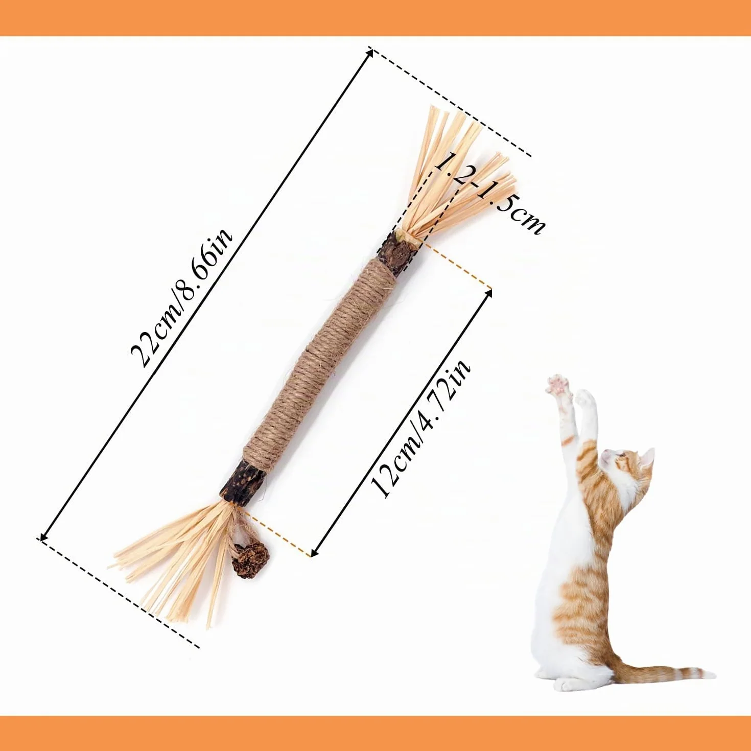 Lot de 6 bâtonnets d'herbe à chat en bois à mâcher pour soins dentaires et mauvaise haleine