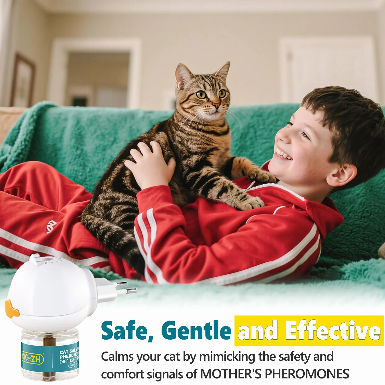 Diffuseur Phéromone pour Chat 3 en 1 Anti Stress, 60 Jours, 1 Diffuseur + 2x48ml Recharges