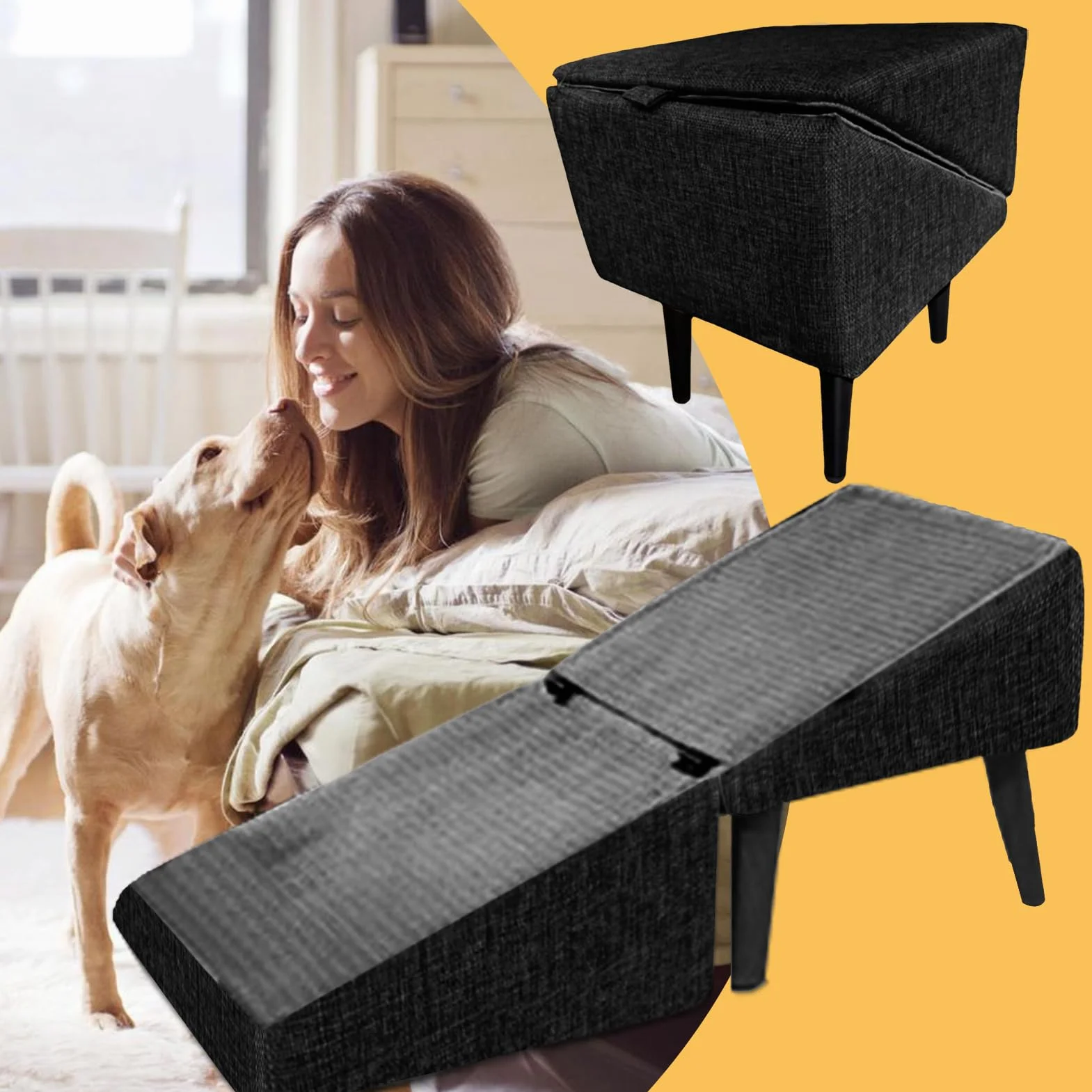 Rampe pour chien, canapé, lit, en bois, antidérapante, pliable, multifonctionnelle, antidérapante, pour petits chiens et chiens âgés blessés