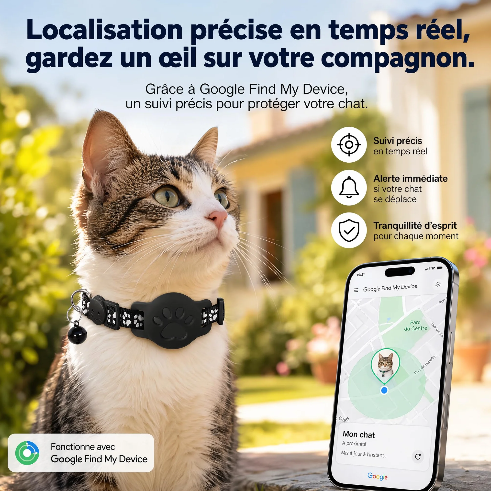 Collier GPS Chat Traceur 2026 sans Carte Sim sans Abonnement Localisation Temps Réel Imperméable Durable iOS Android