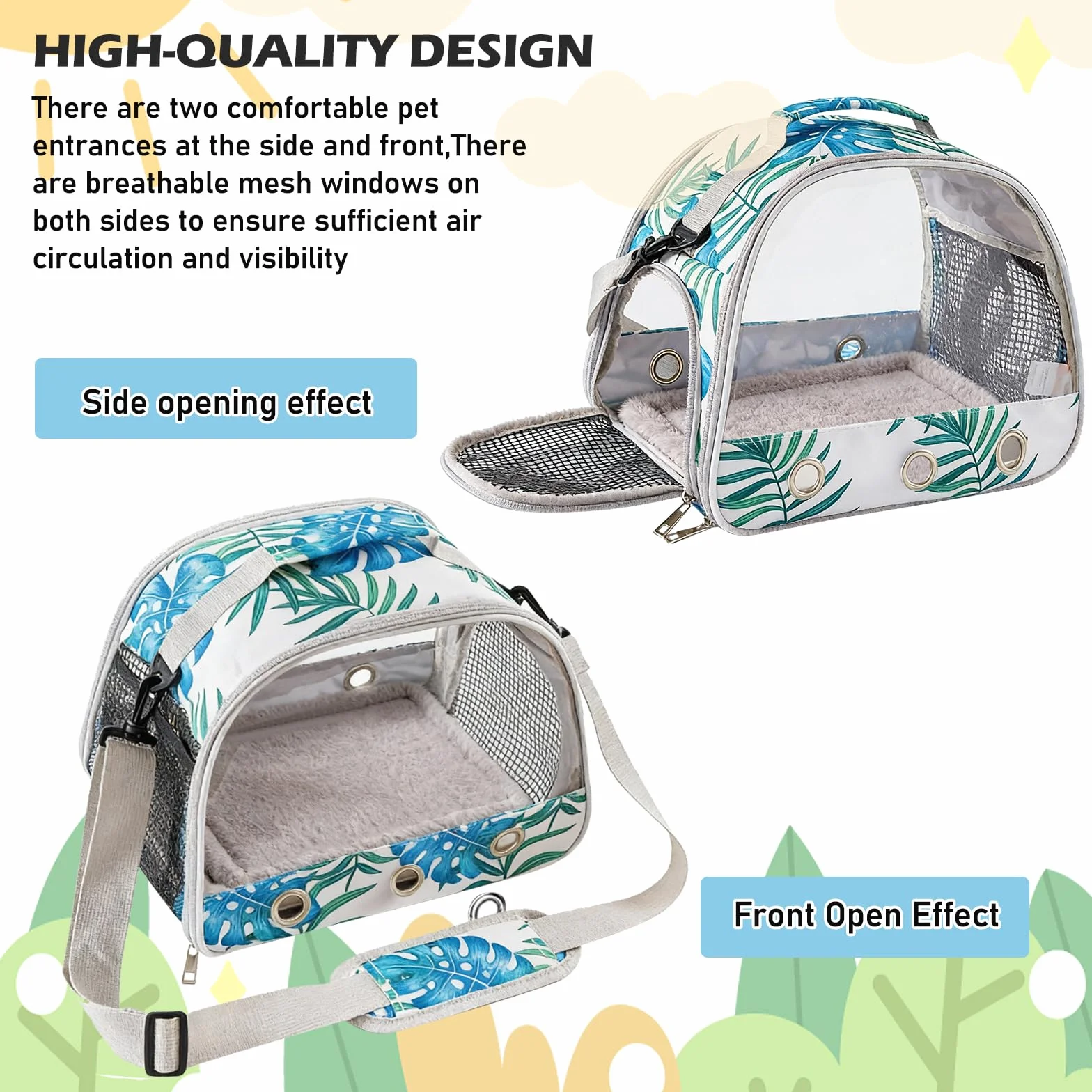 Sac de transport pour animal de compagnie avec coussin, ouverture latérale, pour chat et cochon d'Inde