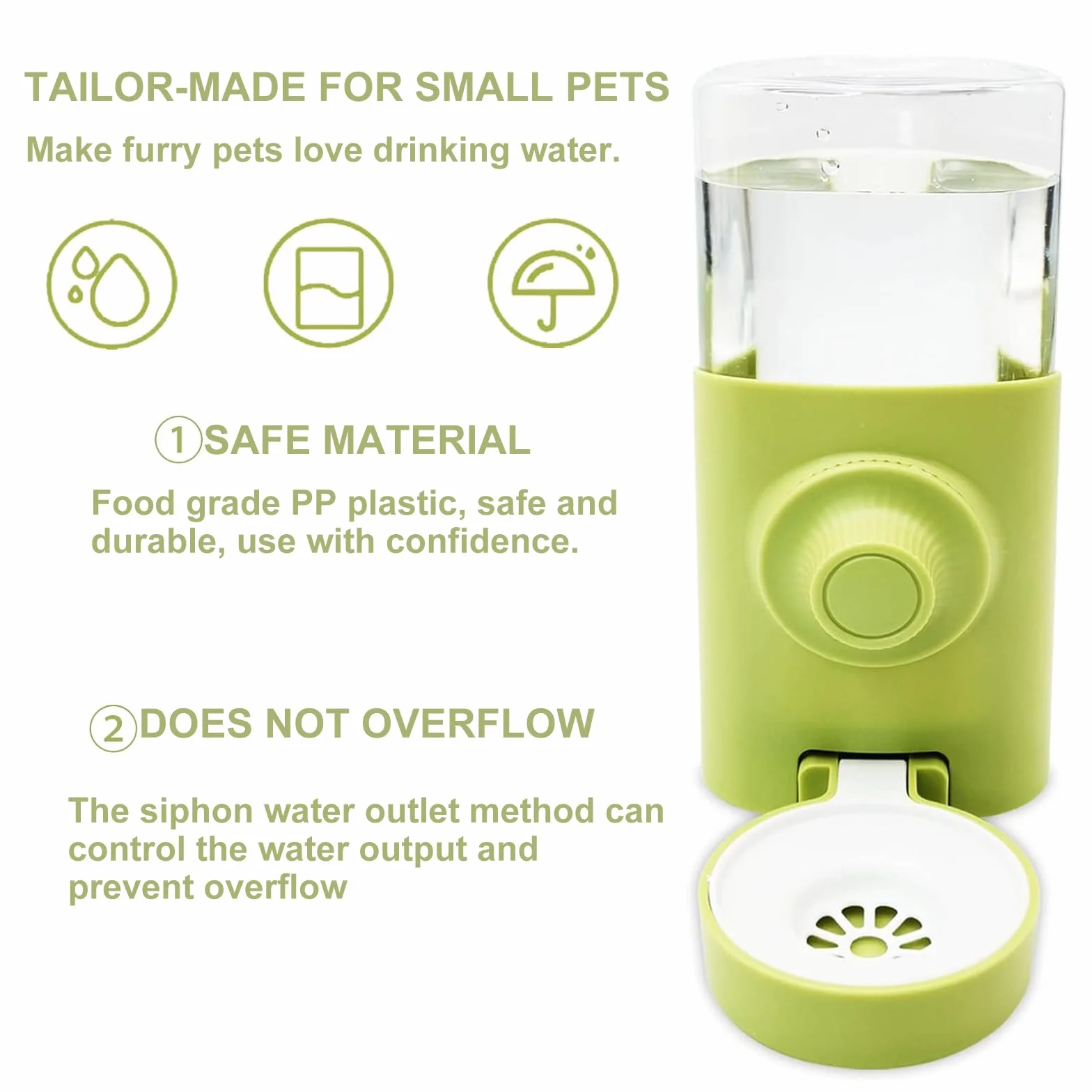Distributeur d'eau automatique pour lapin 600 ml suspendu vert