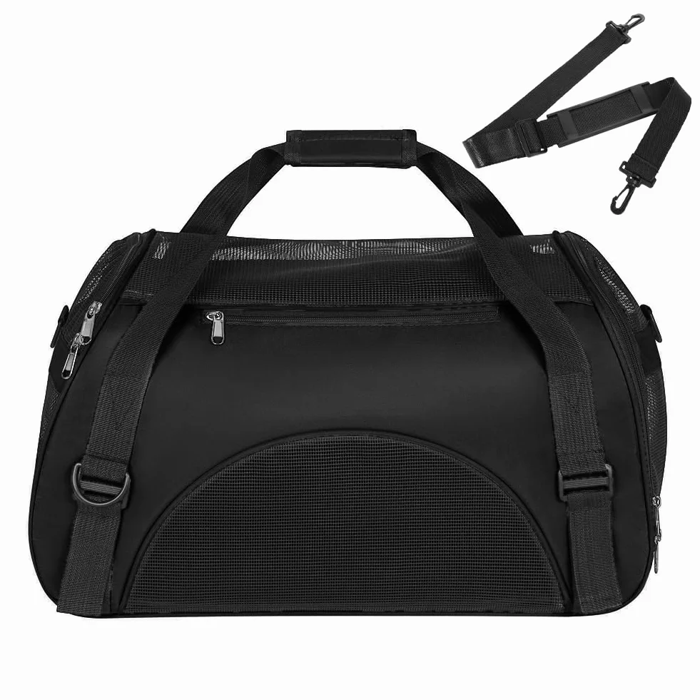 Sac de Transport Souple pour Animal de Compagnie Cage de Transport Chat Chien Respirant Sac de Voyage Portable avec Bandoulière Réglable Pliable