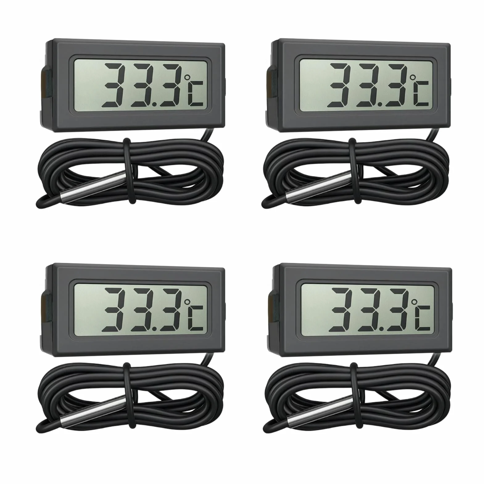 Thermomètre Numérique Mini LCD Moniteur de Température avec Sonde Externe 1m pour Reptiles Réfrigérateur Congélateur Aquarium