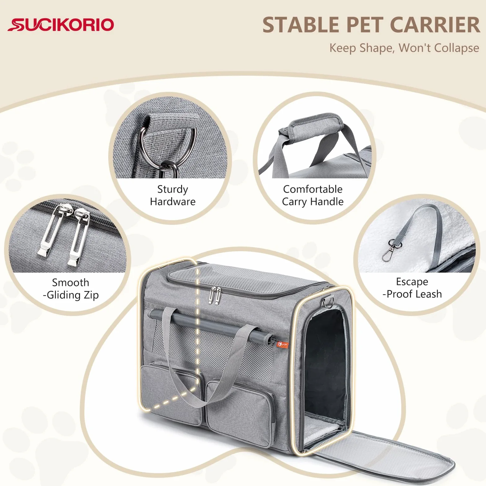 Sac Transport Chat Petit Chien Avion 55x40x23 Cabine Pliable Respirant Caisse Transport Dog Chat Carrier Bag avec Matelas en Peluche Amovible, Gamelle Chat pour Chats et Chiots Jusqu’à 12kg