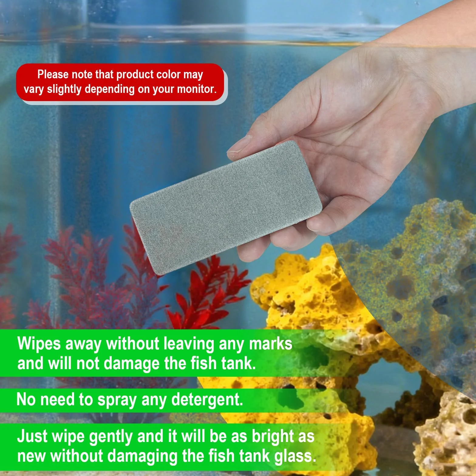 EVA Brosse Nettoyage Aquarium 4 Pièces, Double Face Éponge pour Bac à Poissons et Cuisine (Vert)
