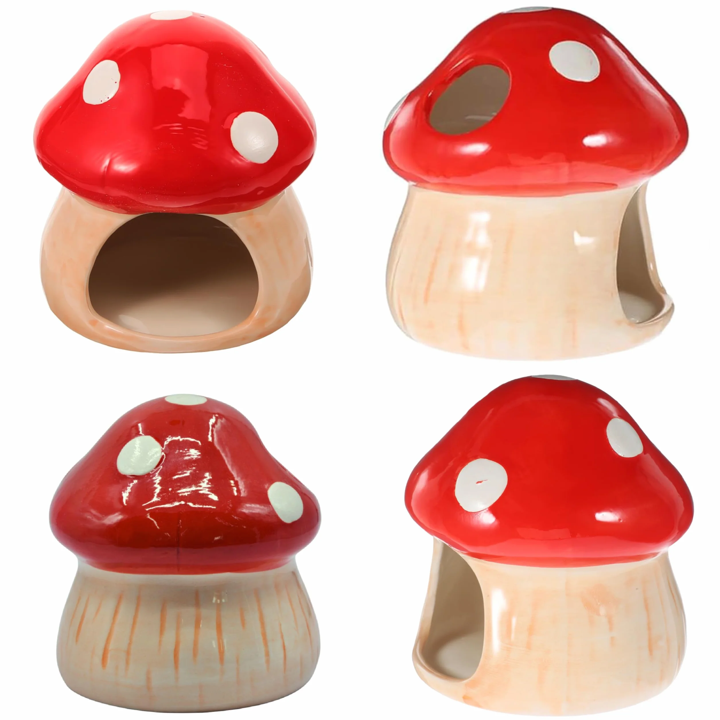 Maison en céramique pour hamster, hamster unique, cachette en céramique, en forme de champignon, pour gerbilles, souris, chinchillas (petite taille)