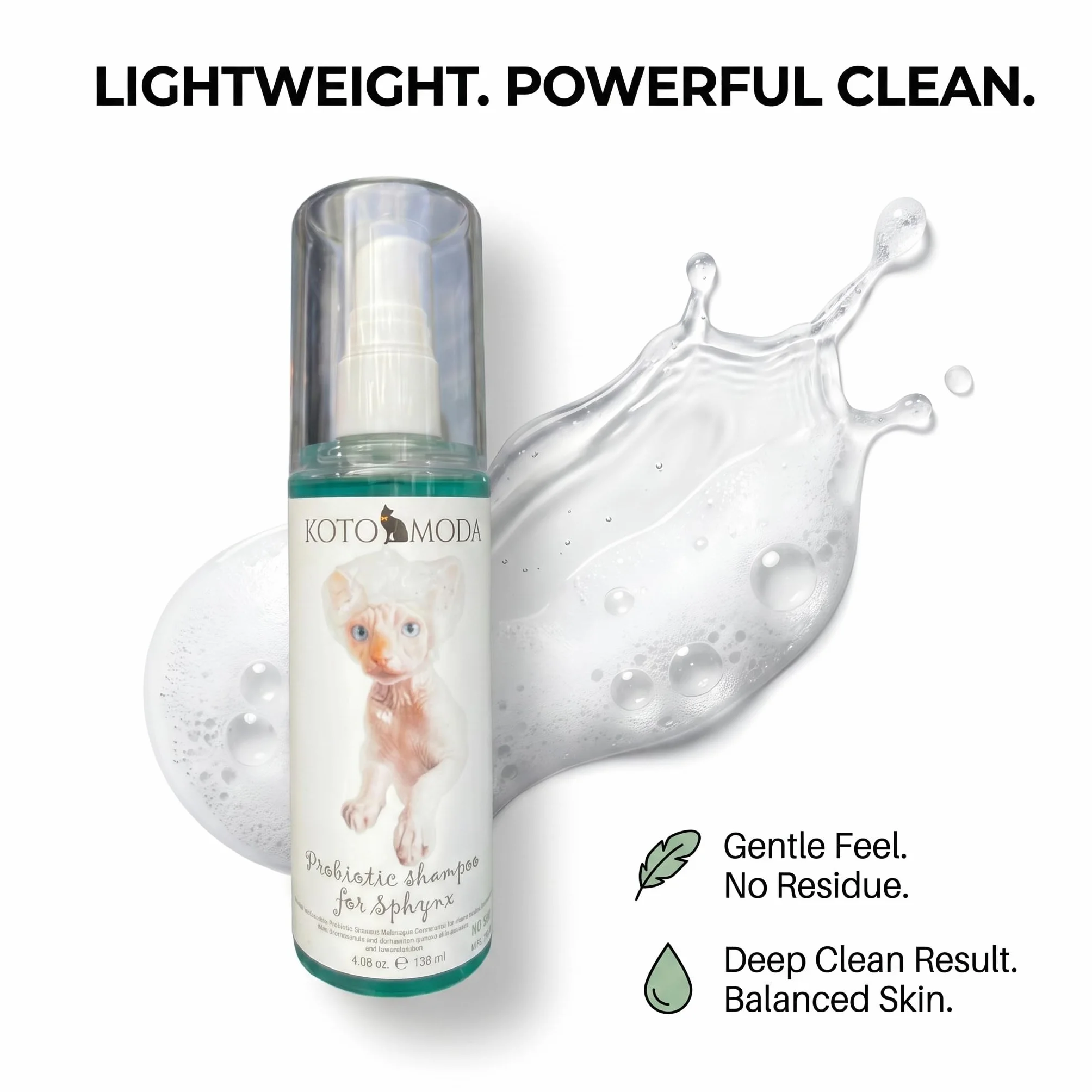 Shampooing Probiotique pour Chats Sphynx 120 ml Nettoyant Doux pH équilibré Peaux Sensibles