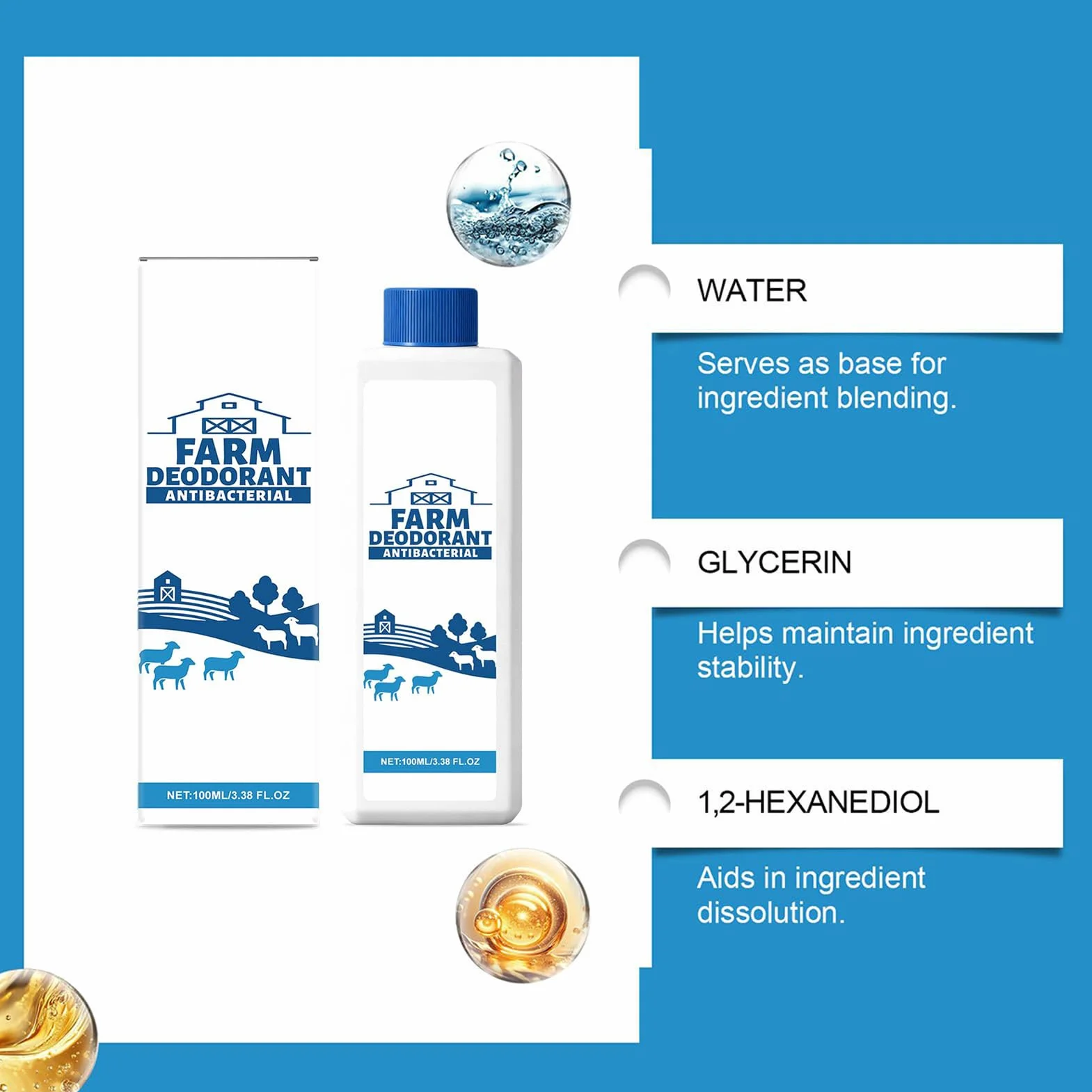 Éliminateur d'odeurs pour poulailler - Solution agricole - 100 ml - Spray éliminateur d'odeurs pour bétail - Pour greniers à oiseaux, cailles, poulaillers - Abri de canard - Clapier à lapin