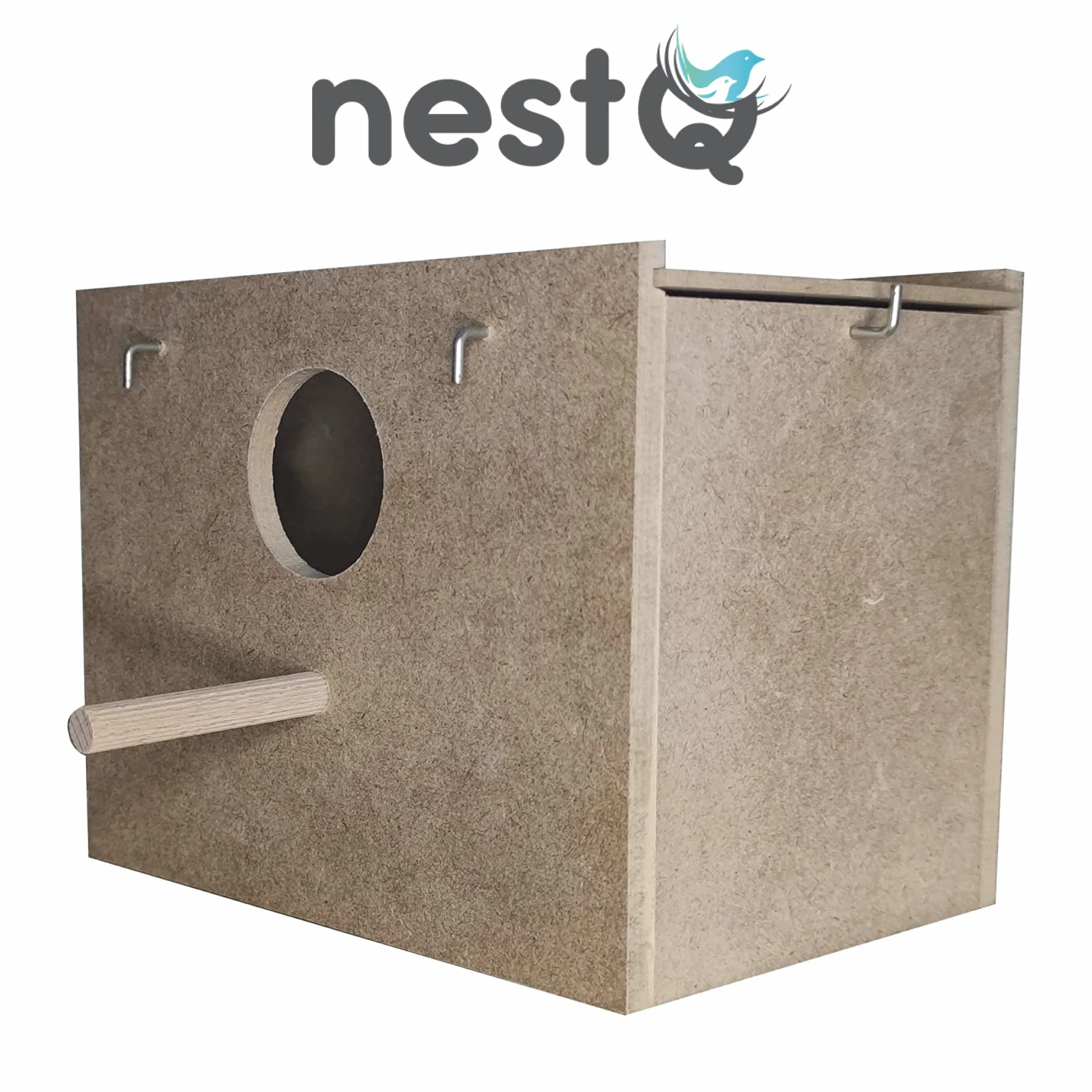 Nichoir pour perruches avec copeaux pour le lit, nichoir en bois pour oiseaux, avec attaches pour la cage à oiseaux, 19 x 15 x 13,5 cm