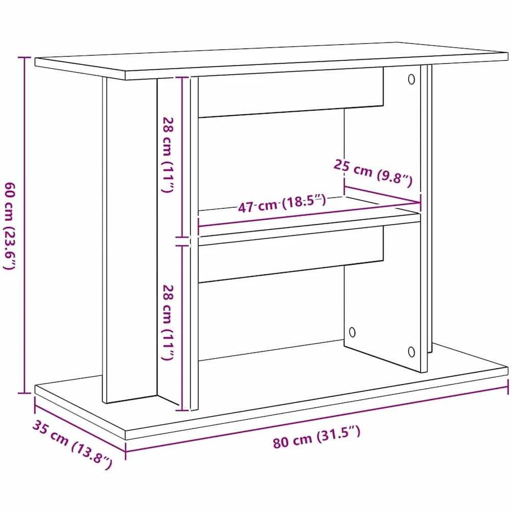 Support pour Aquarium chêne Noir 80x35x60cm Bois d'ingénierie Armoire pour Aquarium