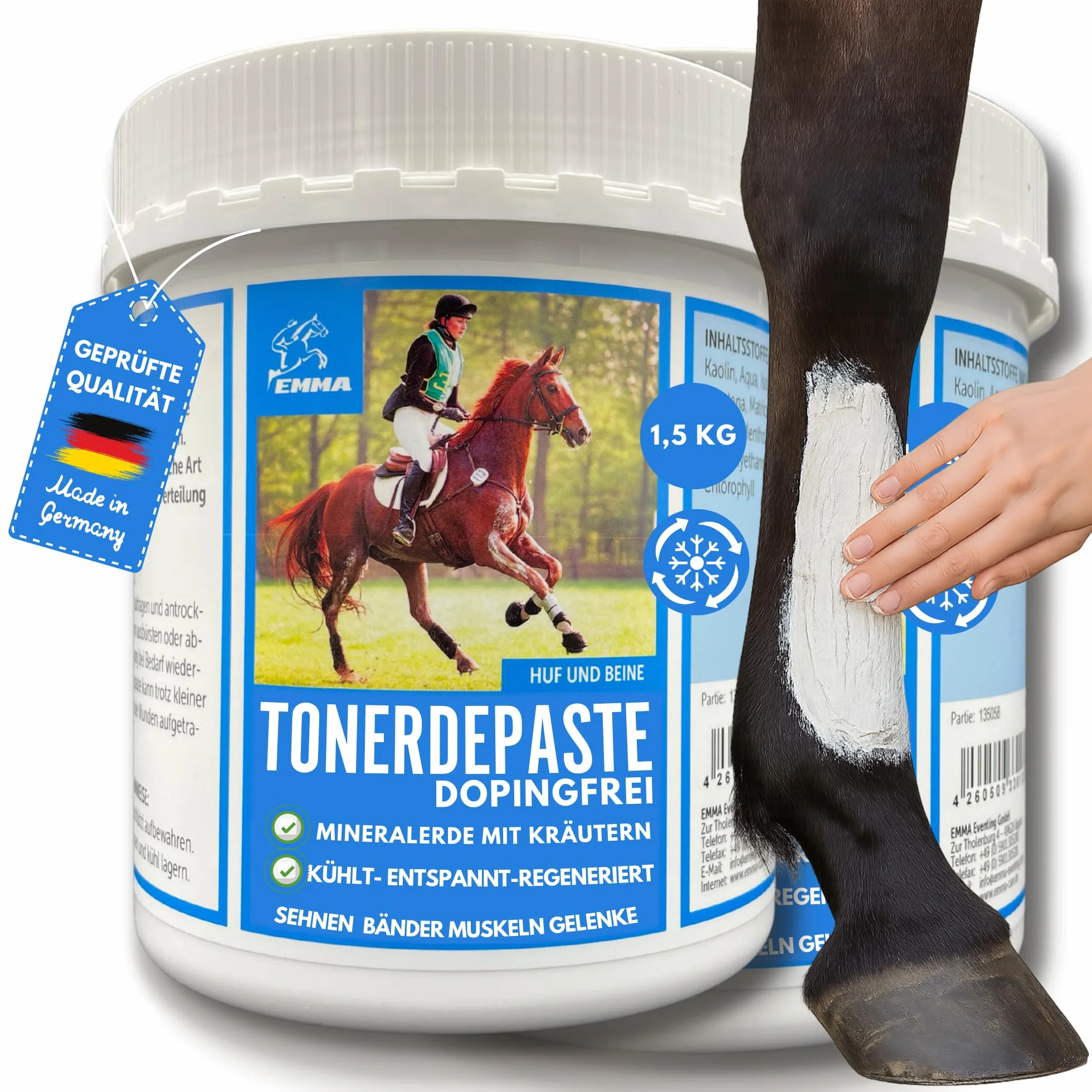 Emma Argile pour Chevaux à l’Arnica 2x1,5 kg Cataplasme Refroidissant Jambes Tendons