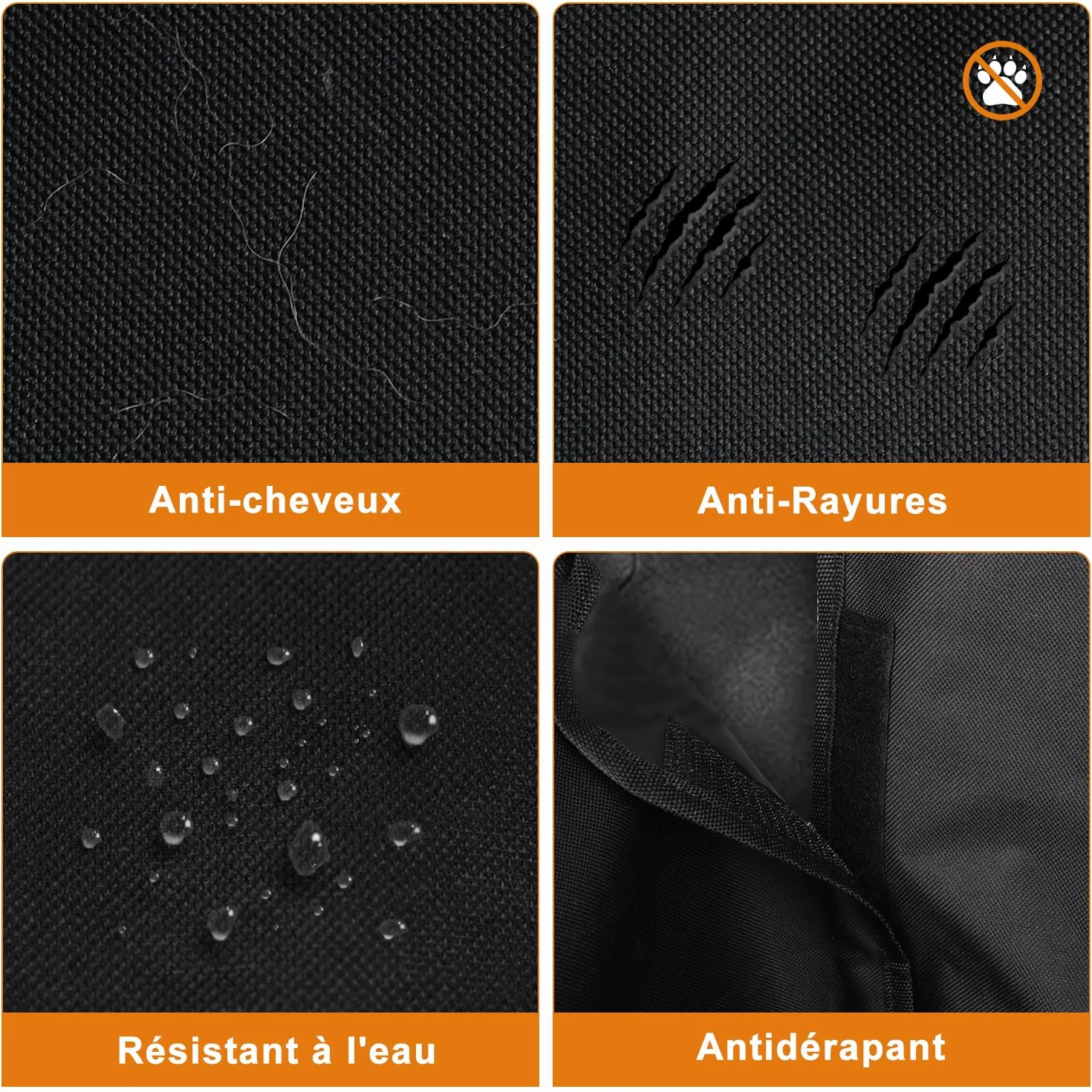 Alfheim Housse Protection Coffre Voiture Couverture Dossier Siège Chien Tapis Voyage Imperméable Antidérapant Universel Camion Voiture SUV Noir