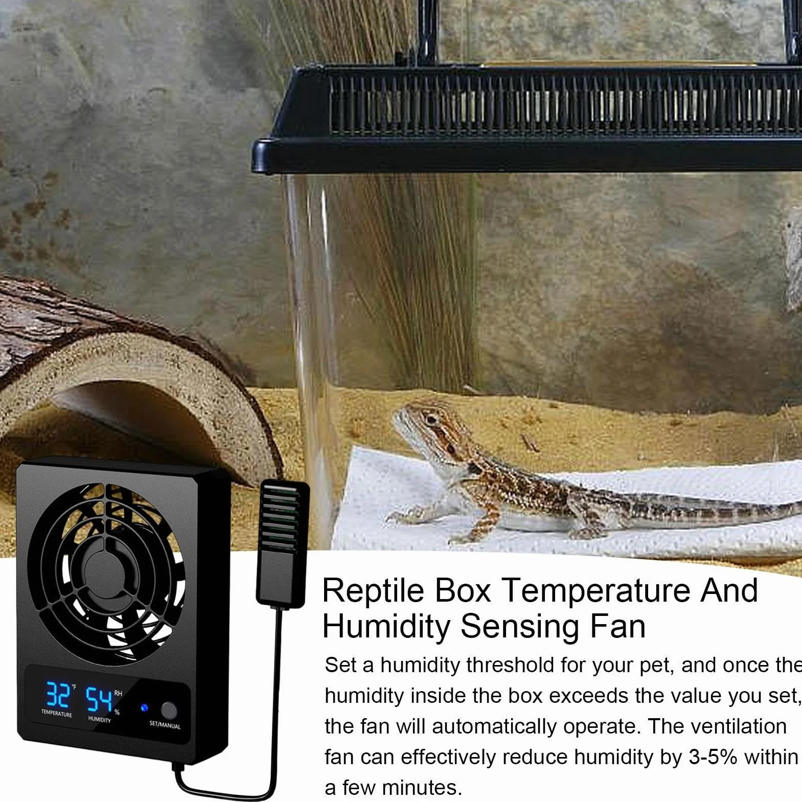 ventilateur terrarium numérique Ventilateur de refroidissement numérique pour reptiles Ventilation silencieuse reptile Refroidissement terrarium pour reptiles avec affichage LEDt