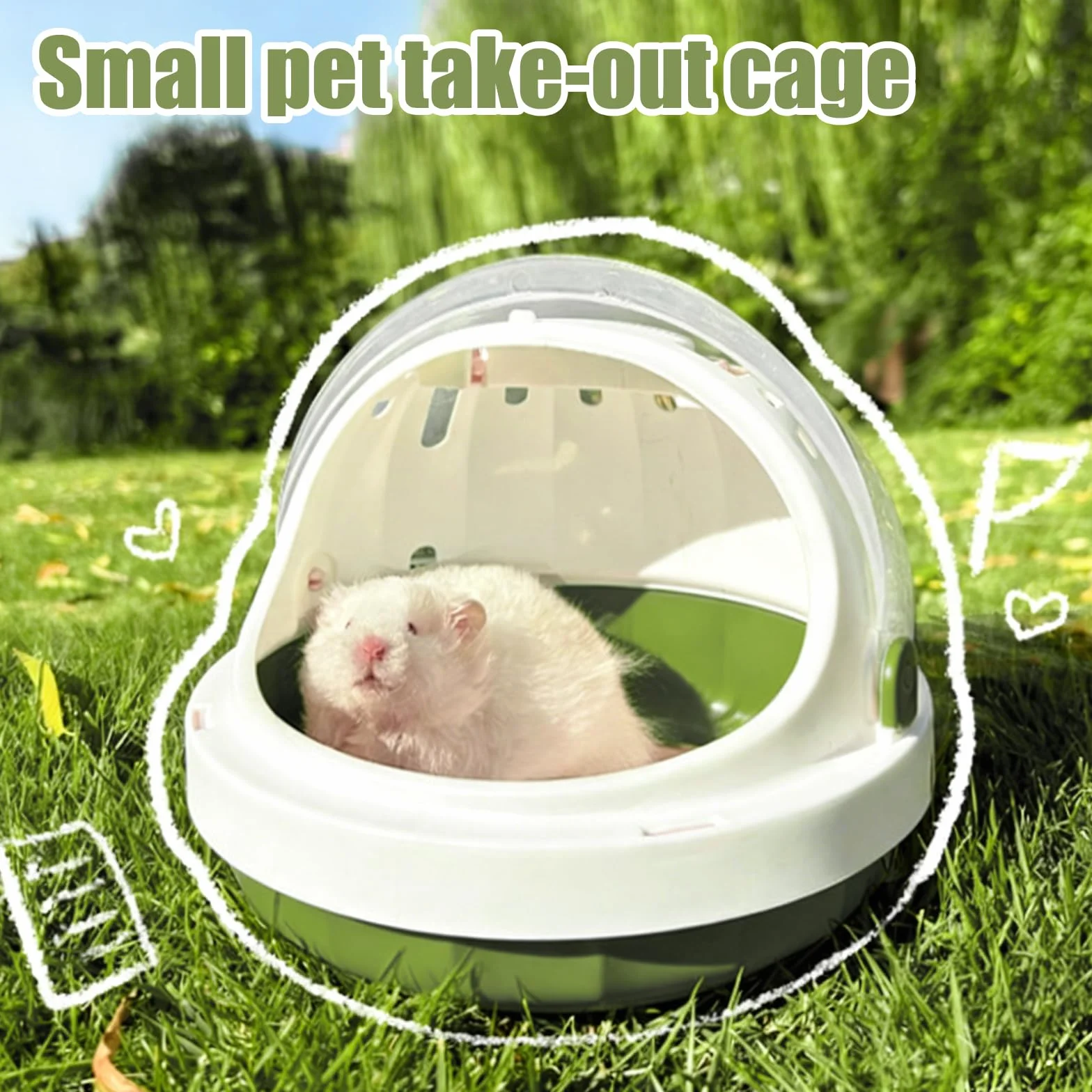 Cage de transport portable pour hamster 18,6 x 18,6 x 16 cm avec bouteille d'eau