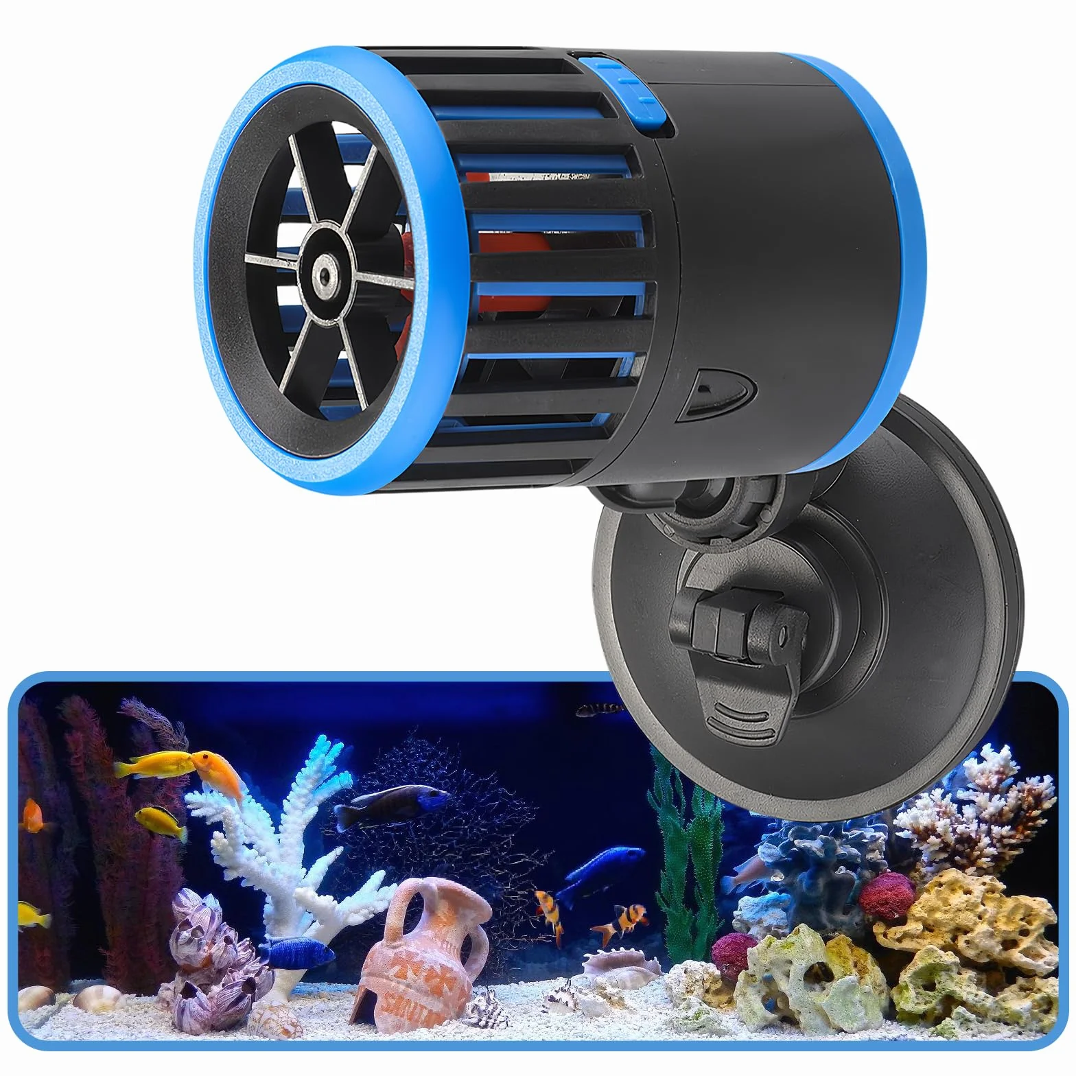 Pompe de Brassage pour Aquarium 7000L/H 10W 360° Pivotant Wave Maker Ventouse Eau Douce Salée