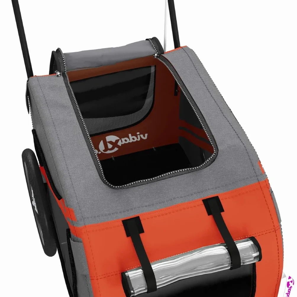 vidaXL Remorque de Vélo pour Animaux de Compagnie, Chariot pour Chien avec Drapeau, Orange et Noir
