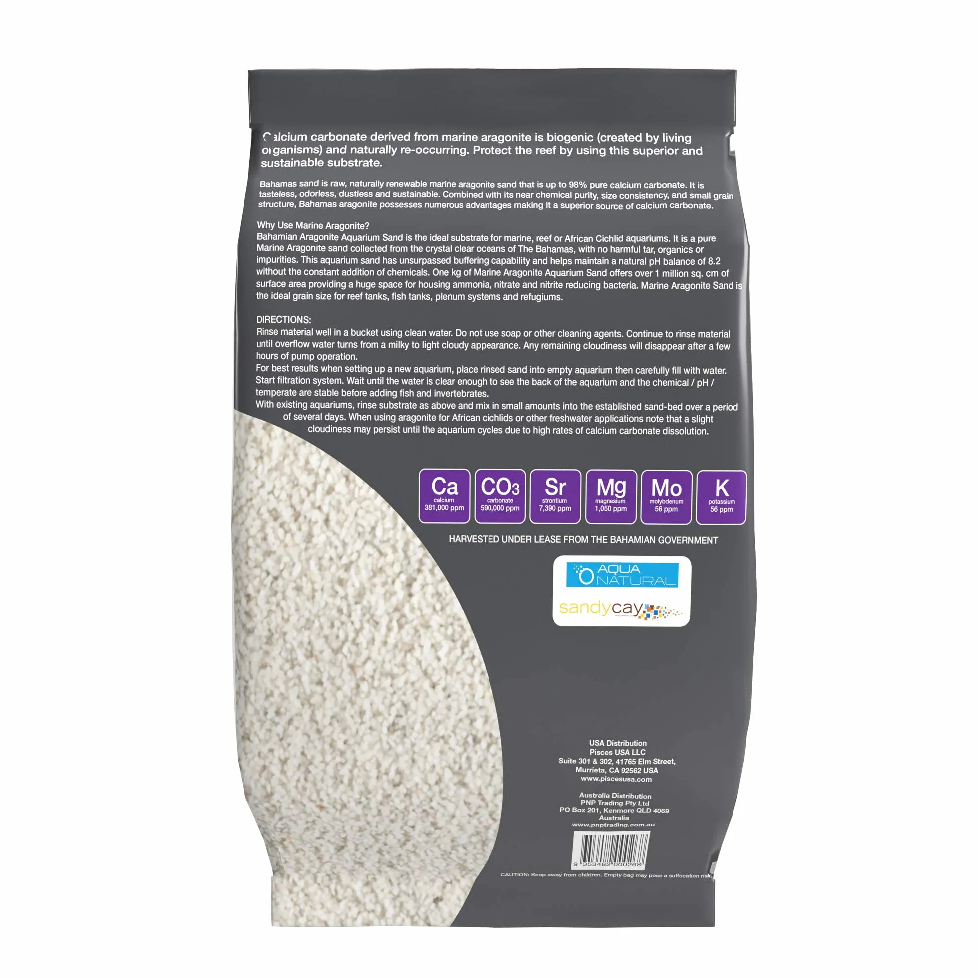 Aragonite grossière 4,5 kg Sable pour récif Aquariums Marins