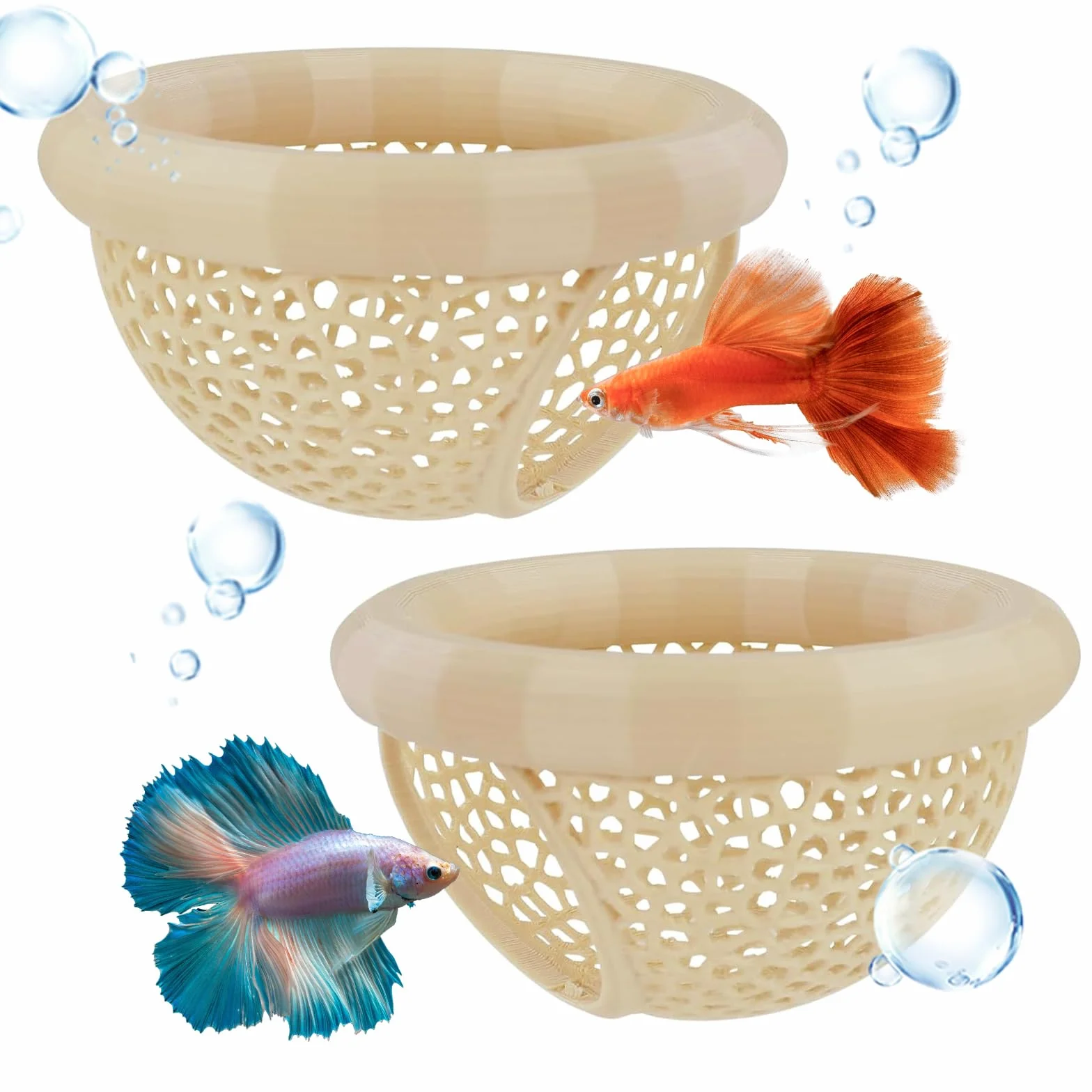 Cachette Flottante pour Betta 7 x 4 cm Décor D’Aquarium Tunnel Hamac Poissons Repos Nourrir Jouer