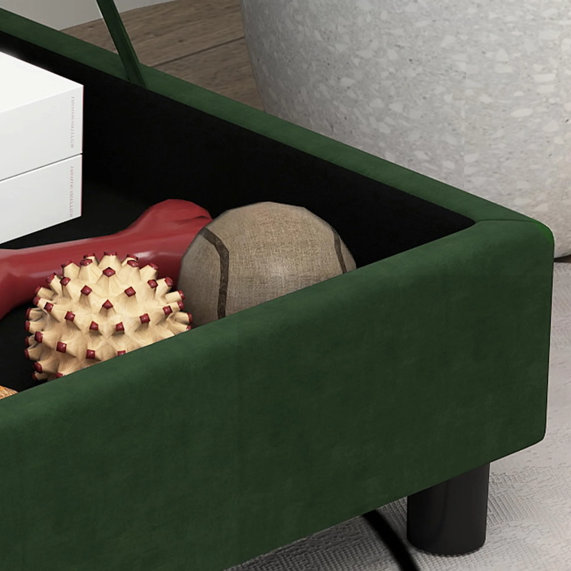 PawHut Canapé Chien Chat avec Coffre Rangement Style Moderne Coussin Amovible 76x45x43 cm Vert