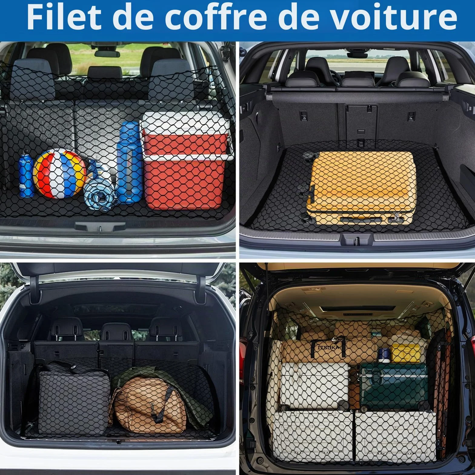 Filet Voiture pour Chien 120x70cm Grille Séparation Siège Arrière Camions SUV Berlines