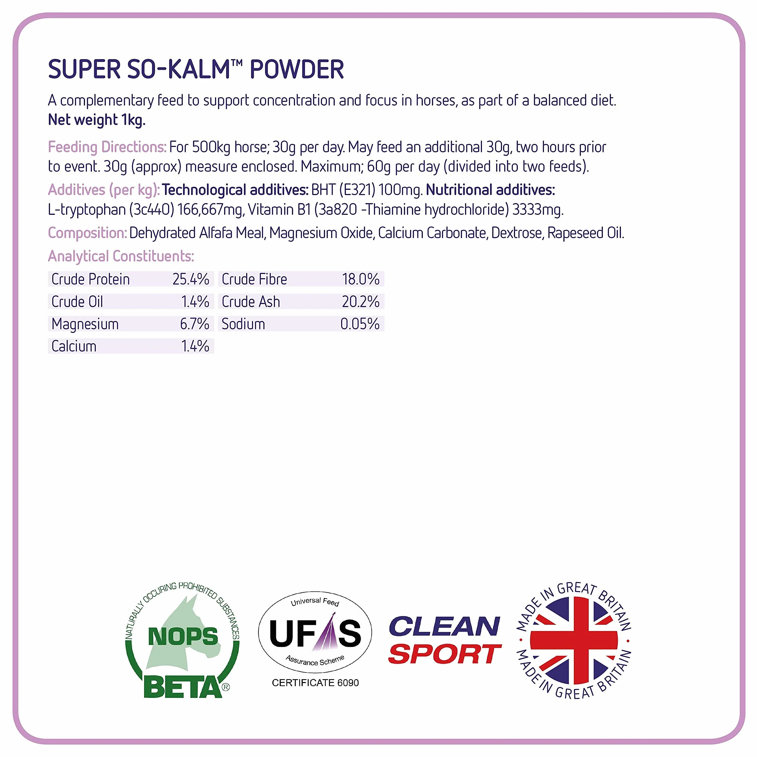 Pâte Super So KALM Equine America | Premium prêt pour l'utilisation du supplément Cheval & Poney | Soutenir la Concentration et la Concentration | 30 ML.