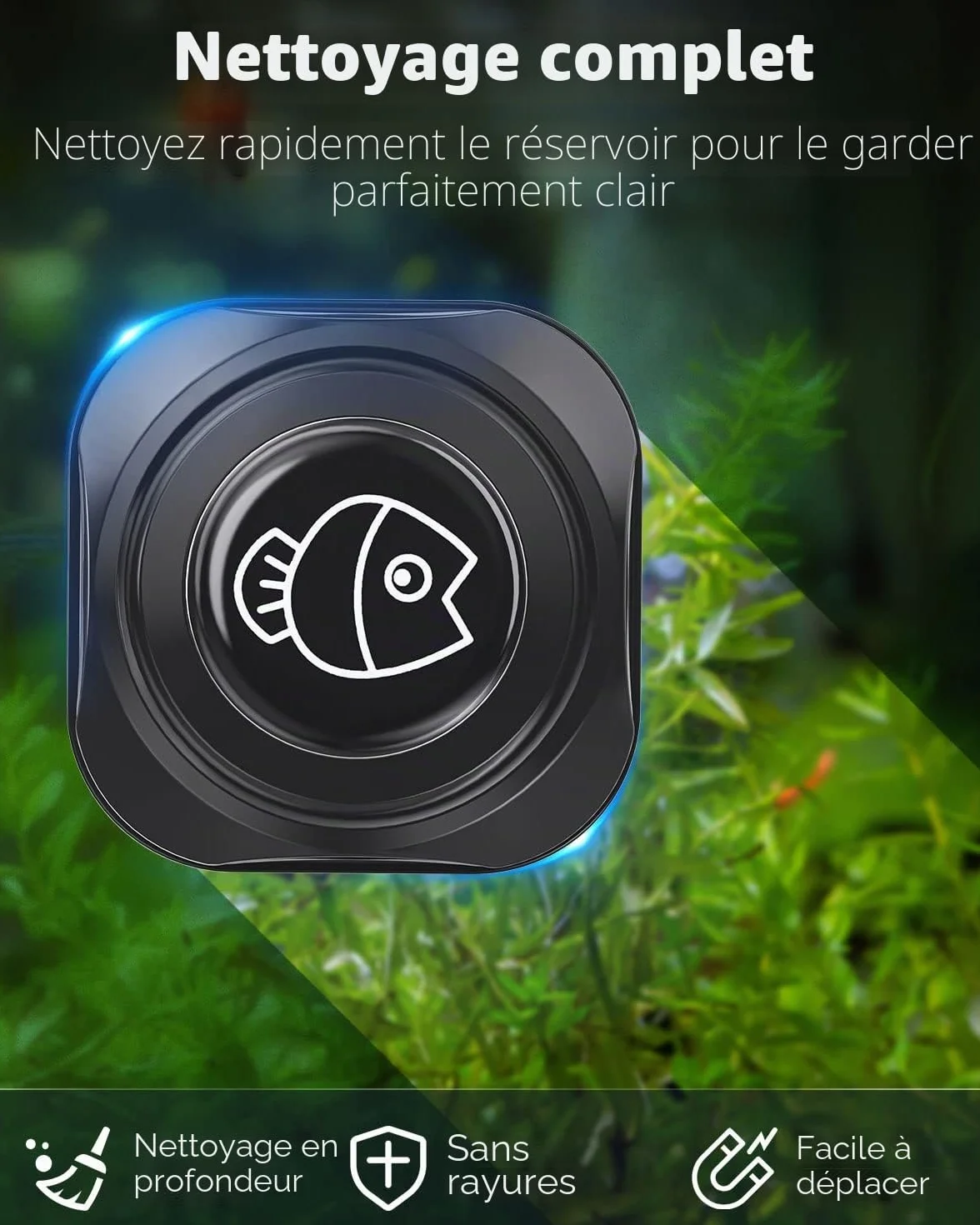 Pawfly Brosse Magnétique pour Aquarium en Verre 5 cm Nettoyage Flottant jusqu'à 120 L