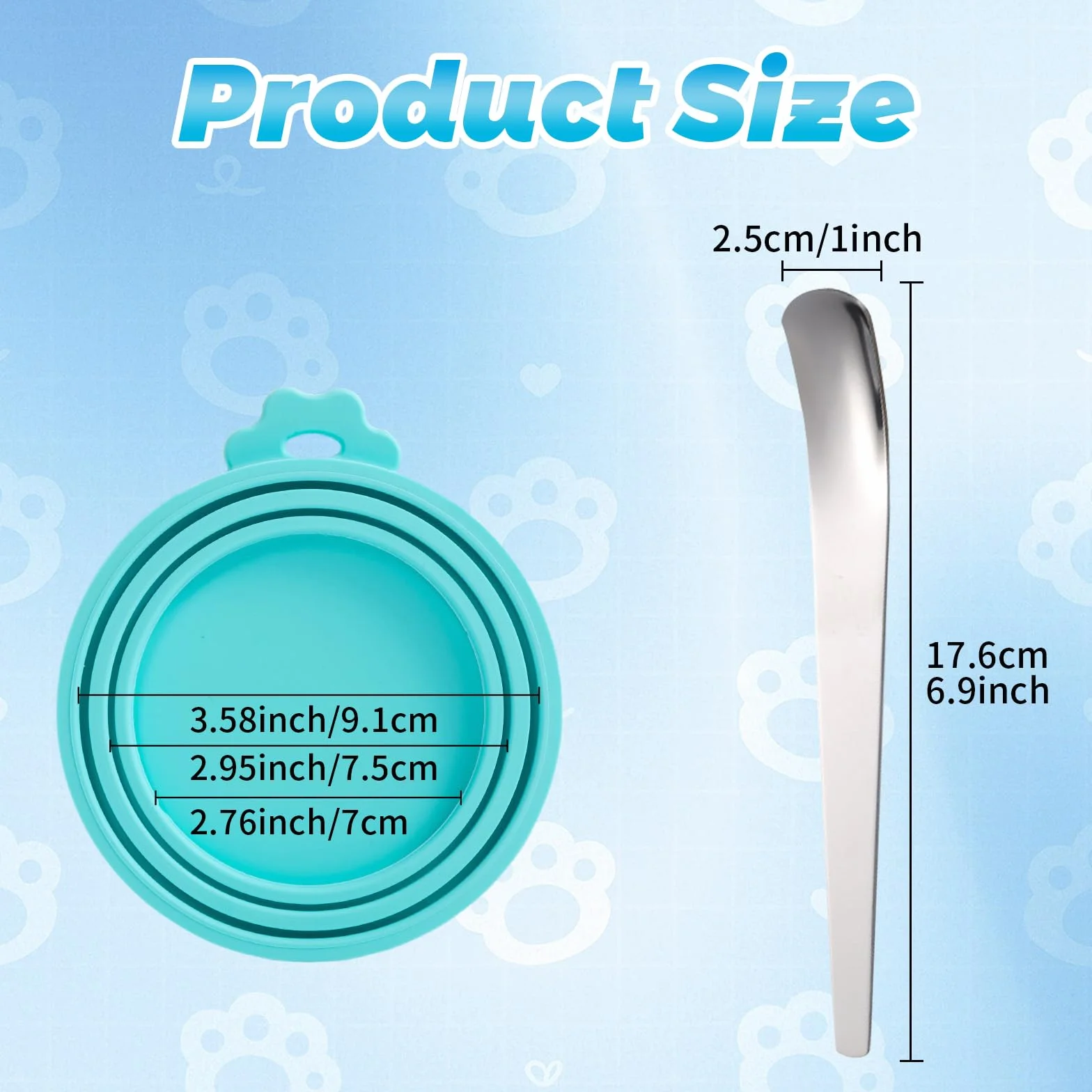Lot de 4 Couvercles Silicone Alimentaire pour Chats et Chiens avec Cuillère