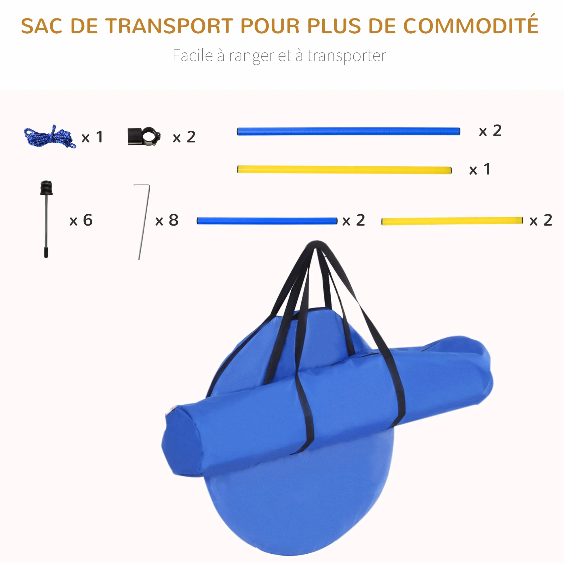 PawHut Agility Sport pour Chiens - Équipement Complet avec Tunnel, Slalom, Zone Repos et 2 Sacs de Transport Bleu Jaune