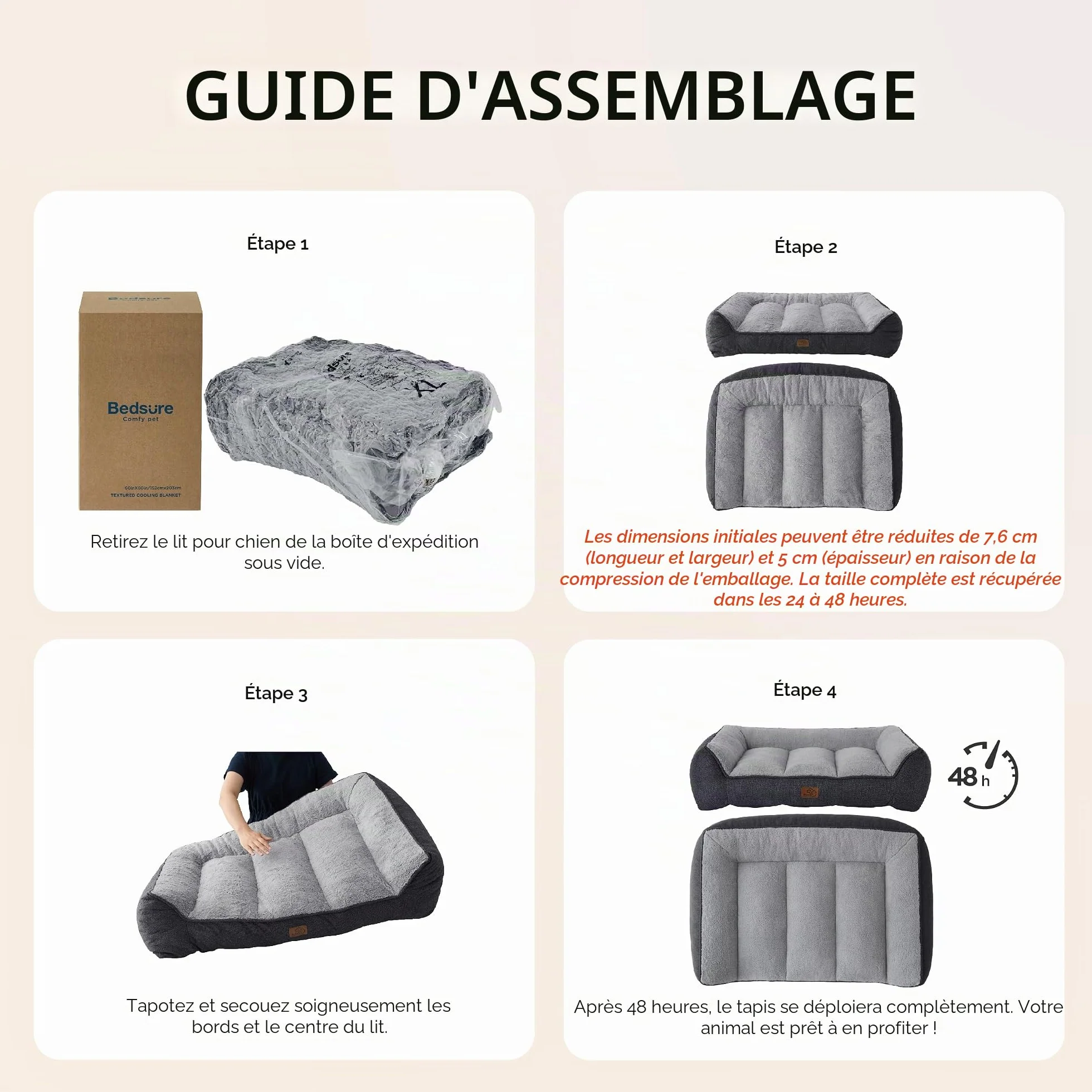 Bedsure Panier Lavable Grands Chiens 106x76cm Sofa pour Chien Extra Épais Housse Imperméable Antidérapant Sherpa Douce Brun