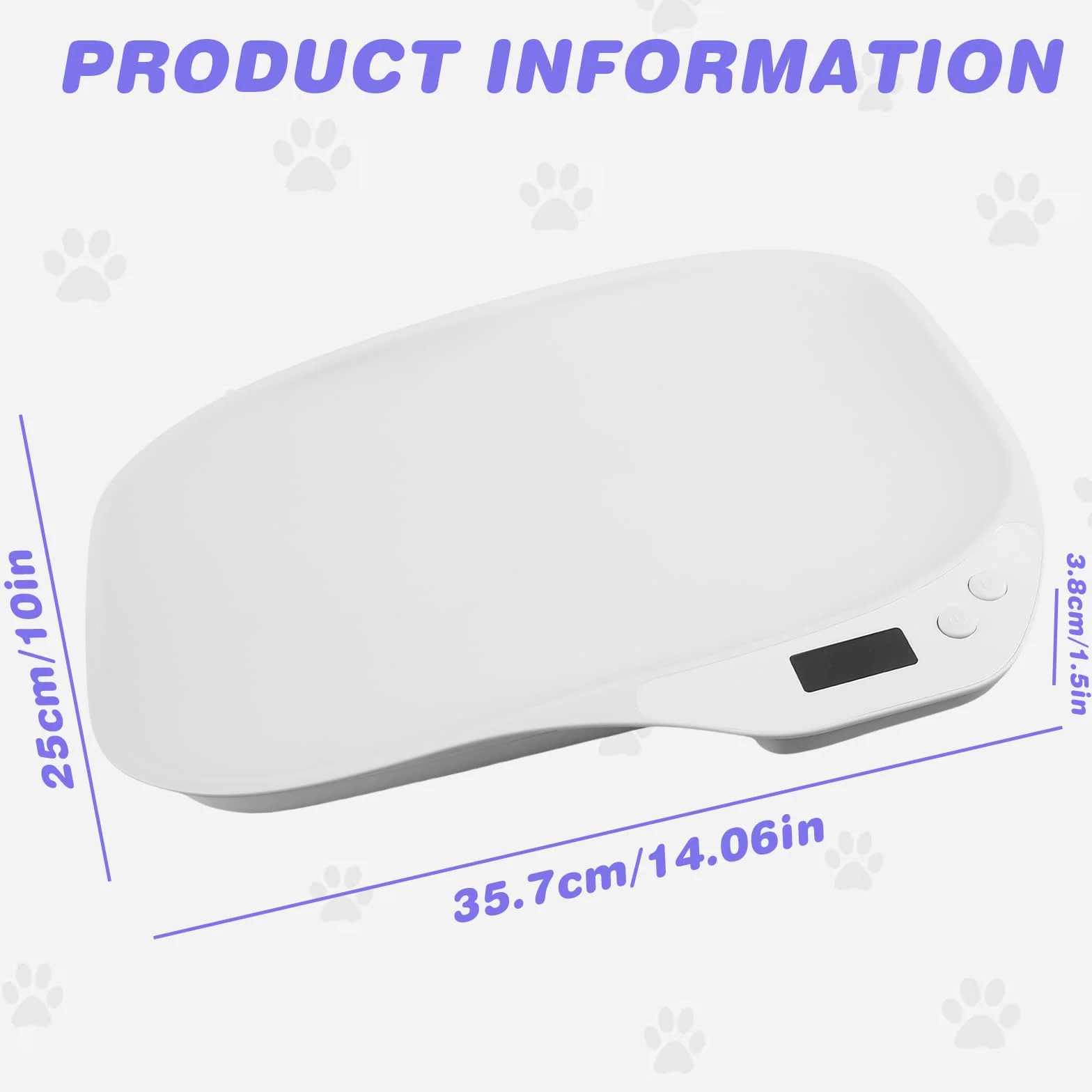 Balance numérique pour animaux de compagnie 15 kg (± 1 g) LCD 4 modes kg/oz/lb/ml 36 x 26 cm