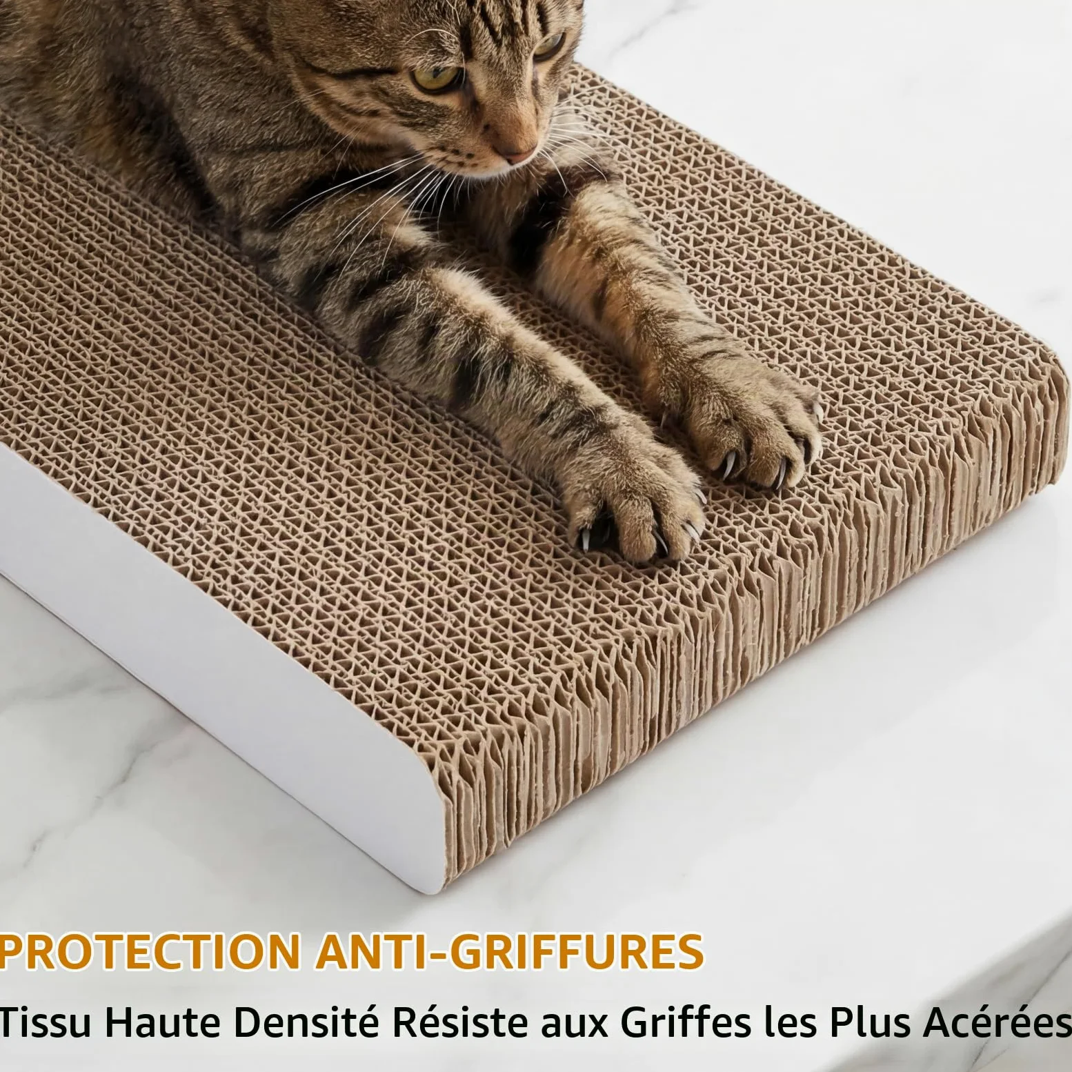 Gimars 75cm Griffoir pour Chat 3 en 1 XXL, Meuble Griffoir Chat Carton Élégant pour Foyer Multi-Chats, Design Vague Moderne, Imbriquable & Gain de Place Lounge