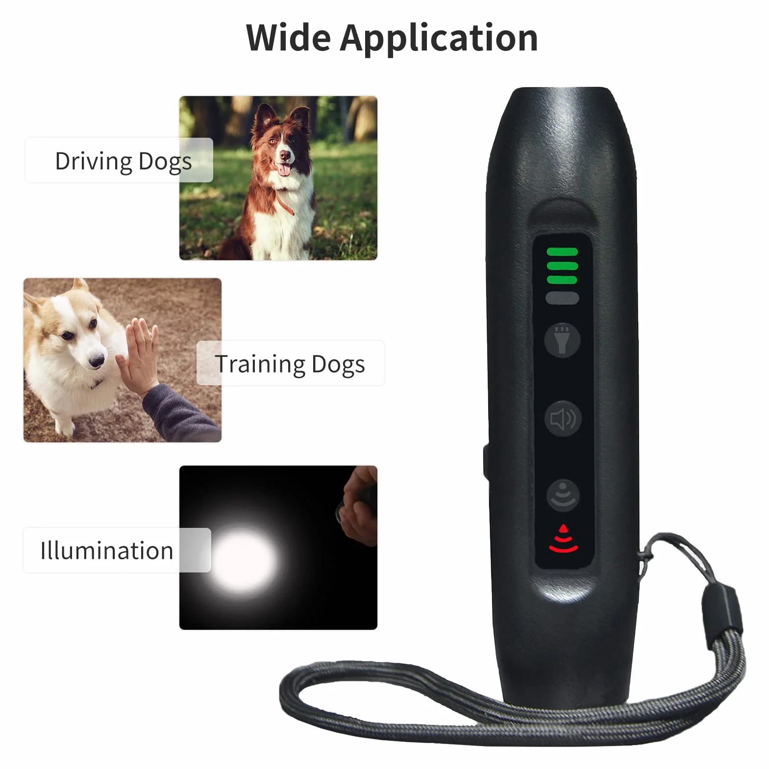 Irfora Répulsif à ultrasons pour chien - 3 modes - Portable rechargeable avec lampe de poche intelligente