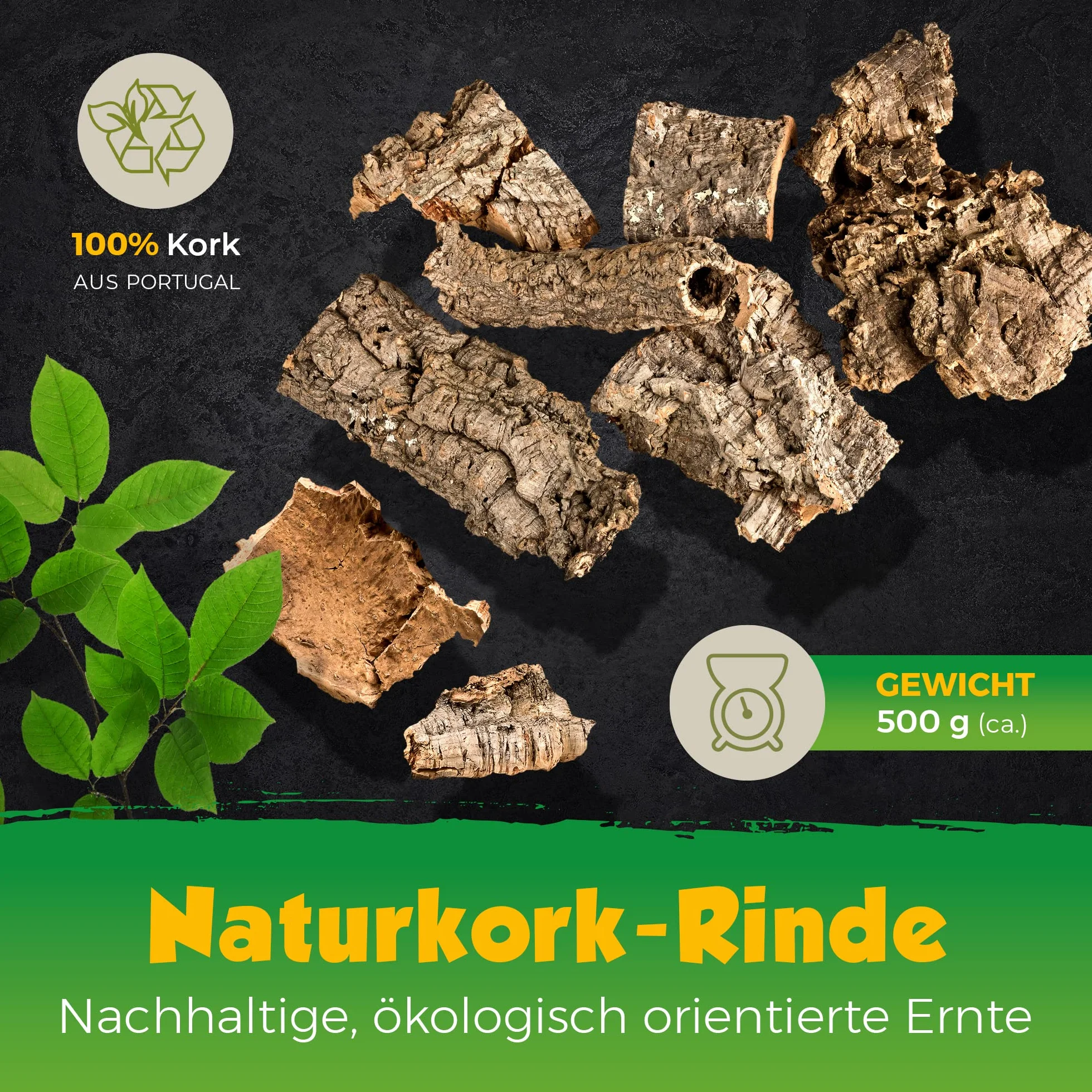 Kork-Deko Ecorce de Liège Morceaux Aquarium Terrarium Décoration Sachet 500gr