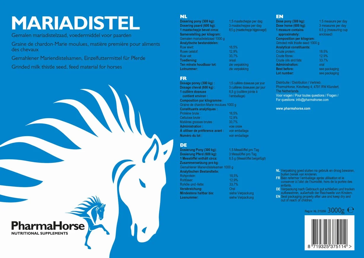 PharmaHorse Chardon-Marie Puissant antioxydant | 100% Naturel | 3000 grammes