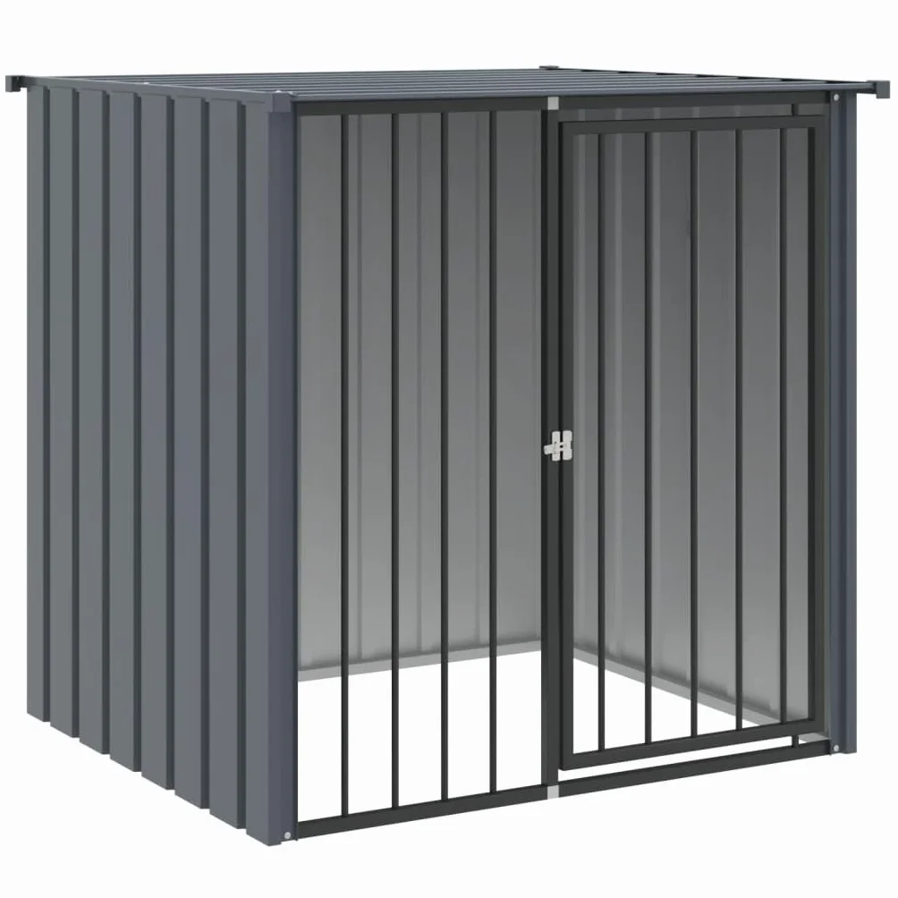 Chenil pour Chien Extérieur Métal Cage avec Toit Noir 110x103x109 cm Acier Galvanisé