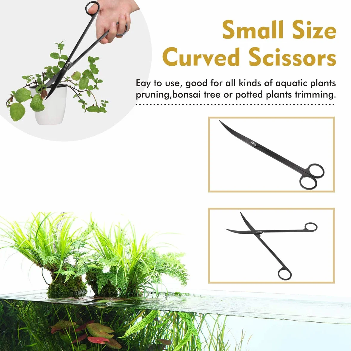 hygger Kit d'Aquarium en Acier Inoxydable, 4pces Pincettes Ciseaux Spatule avec Chiffon Nettoyage
