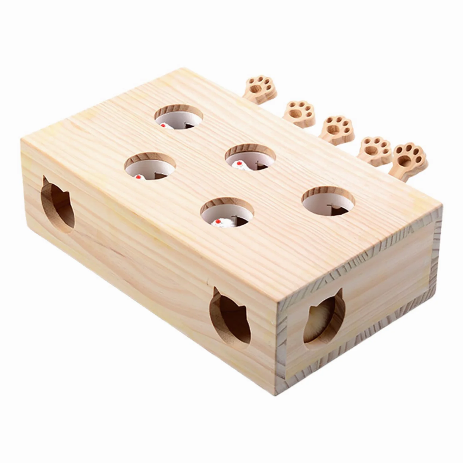 Interactifs Chat Puzzle Souris Mobile, Exercice | Puzzle Tape-Taupe En Bois Chatons Relaxant Pour Chats D'Intérieur Anti-Ennui Stimulation Mentale Exercice Instincts Naturels